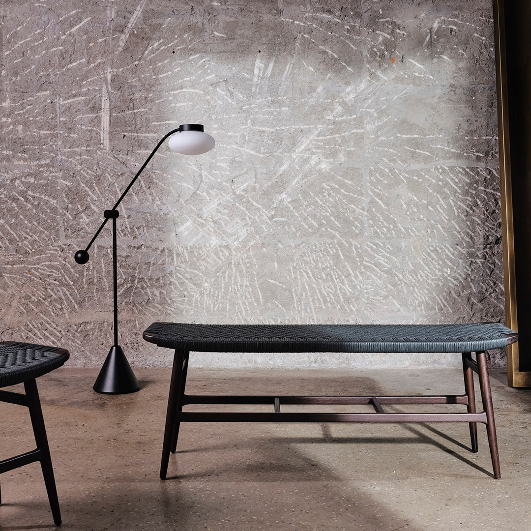 Freja Bench with Woven Paper Cord Seat - Modern Indoor/Outdoor Furniture for Patio, Living Room & Bedroom