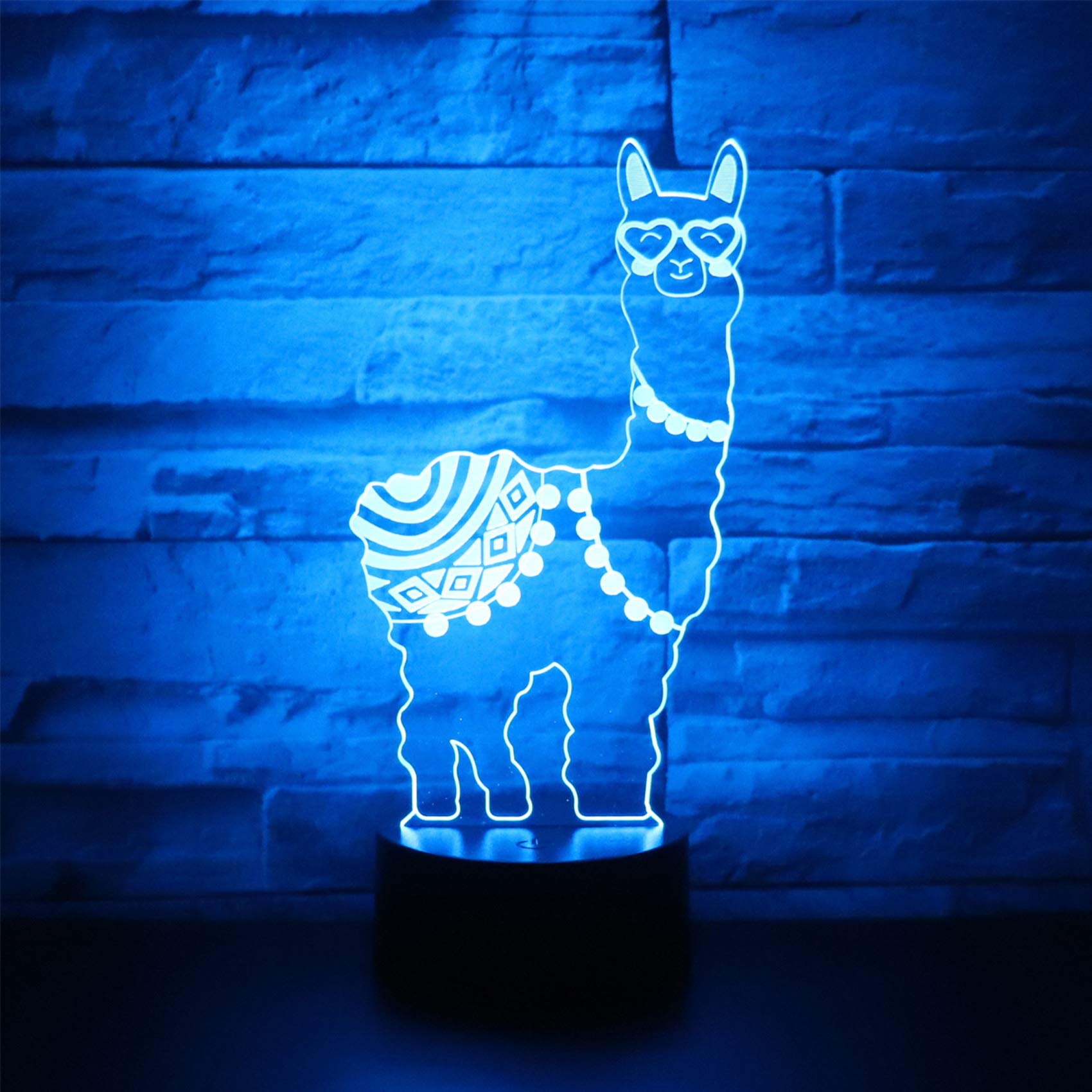 3D Optical Illusion Llama Night Light - 7 Color Changing Touch Control LED Desk Lamp for Kids Room, Bedroom & Nursery | Perfect Gift for Christmas, Birthday, Valentine's Day | Creates Cozy Ambiance for Reading, Relaxing & Sleep Time