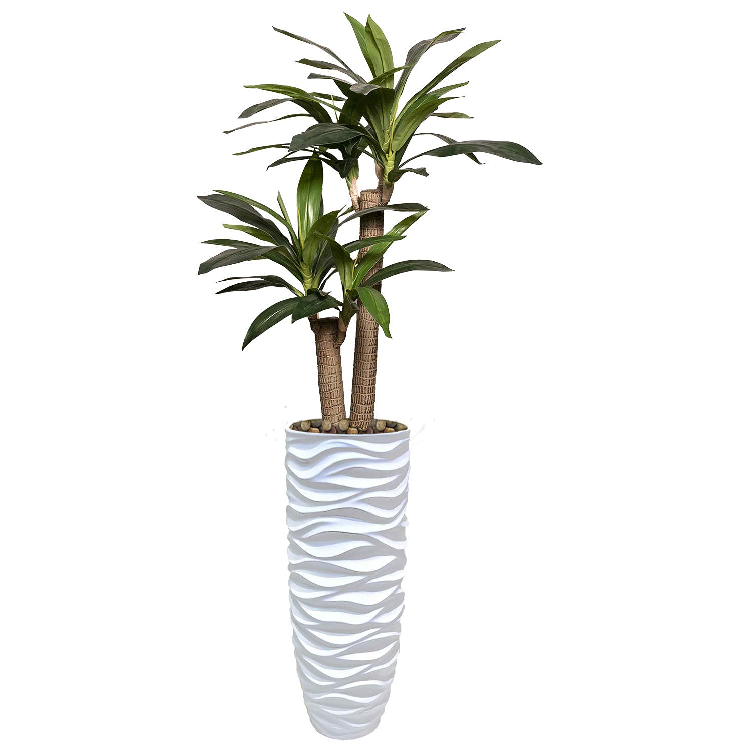 Vintage Artificial Dracaena Corn Plant in Fiberstone Planter - 5ft Tall Faux Indoor Tree for Home Office Decor - Realistic Fake Floor Plant for Living Room, Bedroom & Corner Decoration