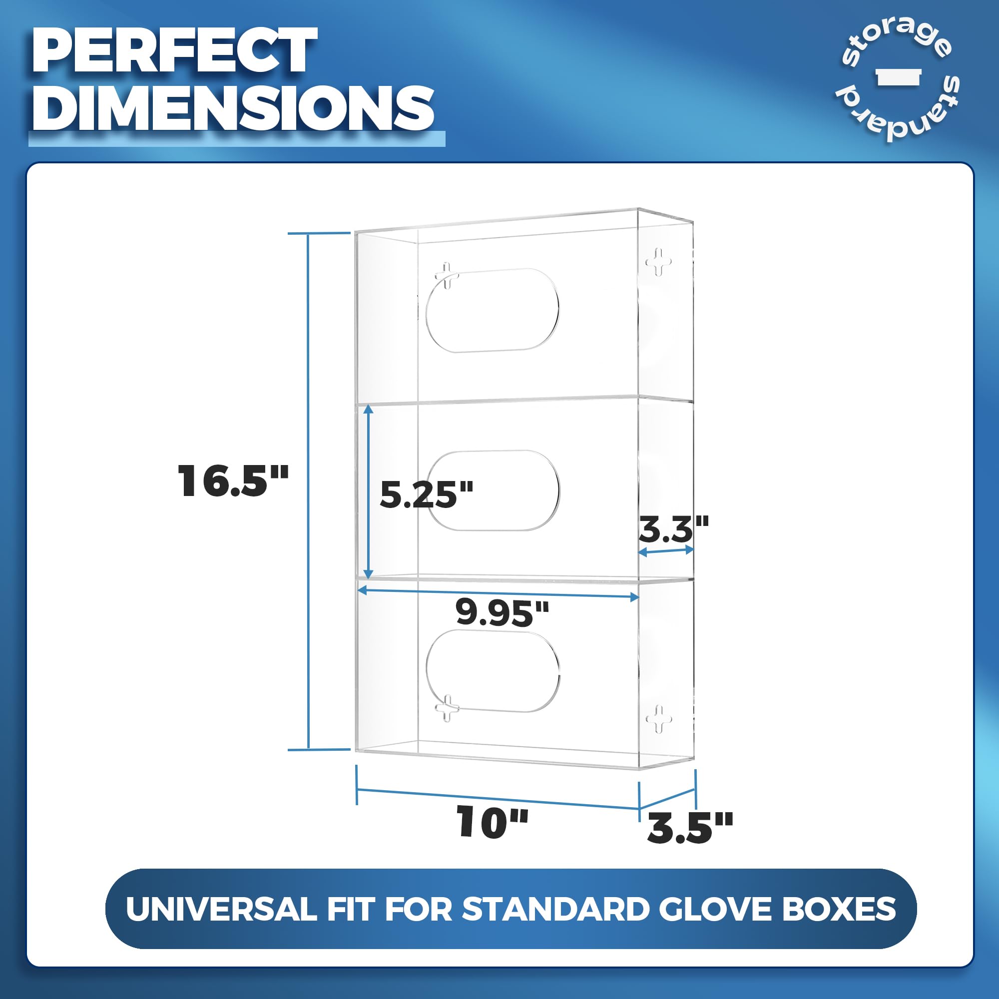 Wall Mount Glove Dispenser for Medical & Kitchen Use - 16.5x10x3.5 Inches