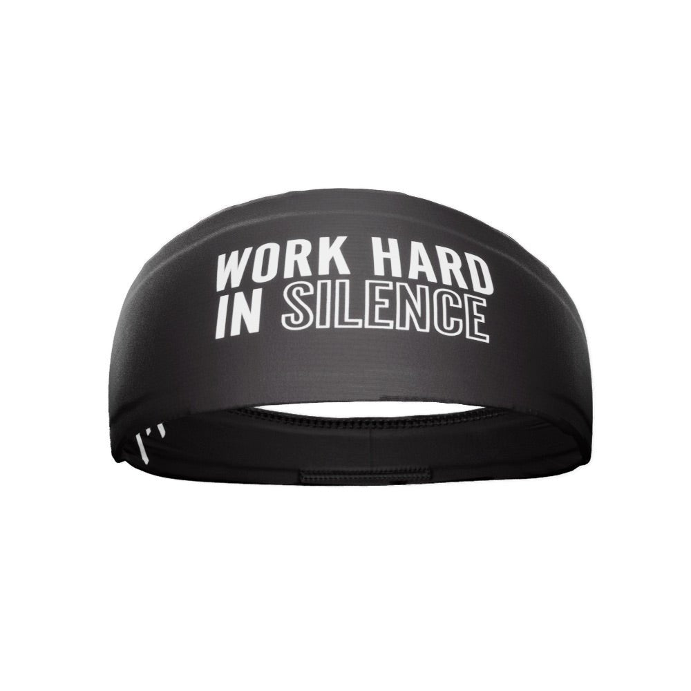 Work Hard In Silence Headband - Motivational Workout Headband for Women & Men - Sweatproof & Comfortable for Running, Yoga, Gym & Fitness