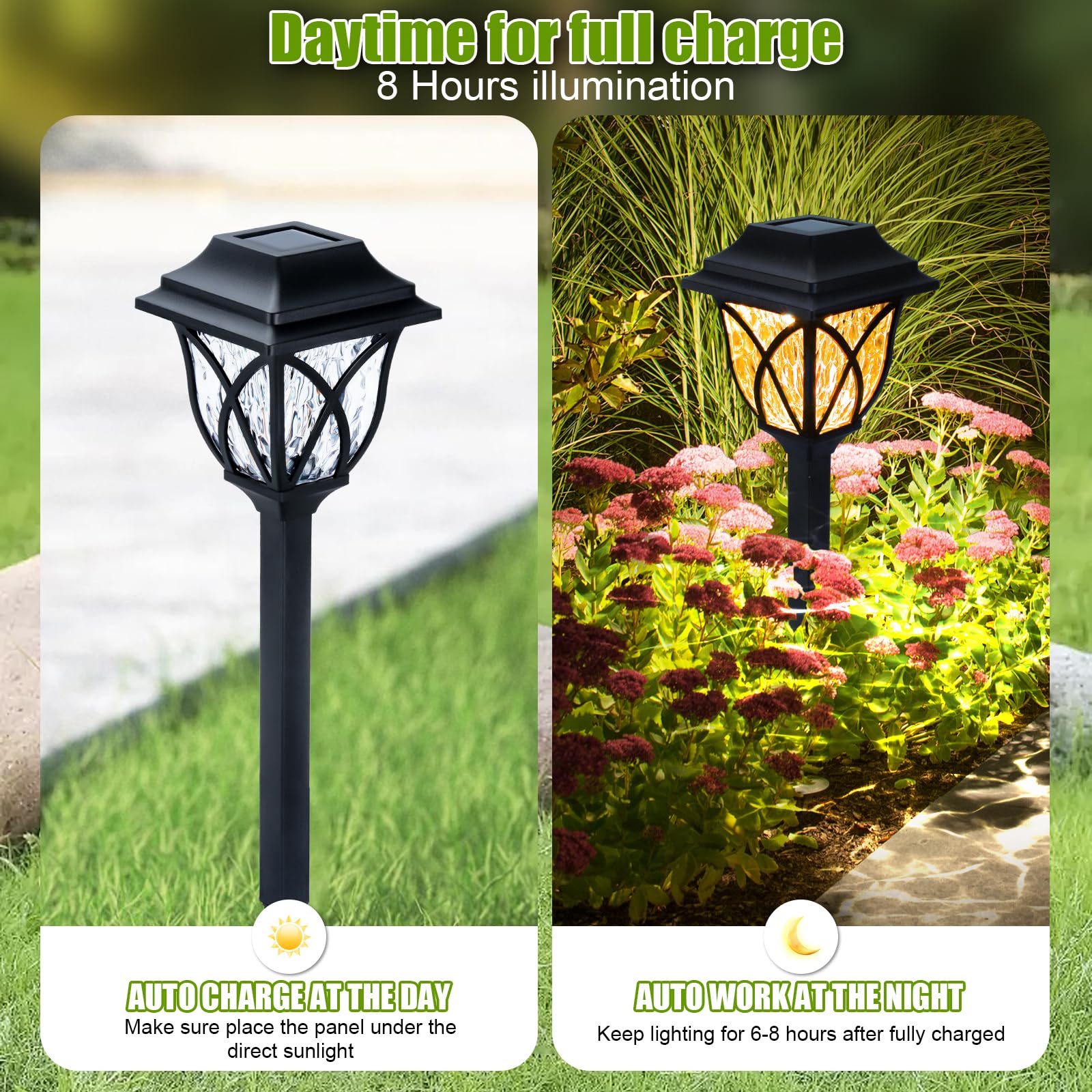 Fohil 6 Pack Solar Garden Lights - Waterproof IP65 Solar Outdoor Lights for Pathway, Yard, Walkway, Driveway & Lawn | Solar Powered Landscape Lighting for Beautiful Nighttime Ambience & Enhanced Safety