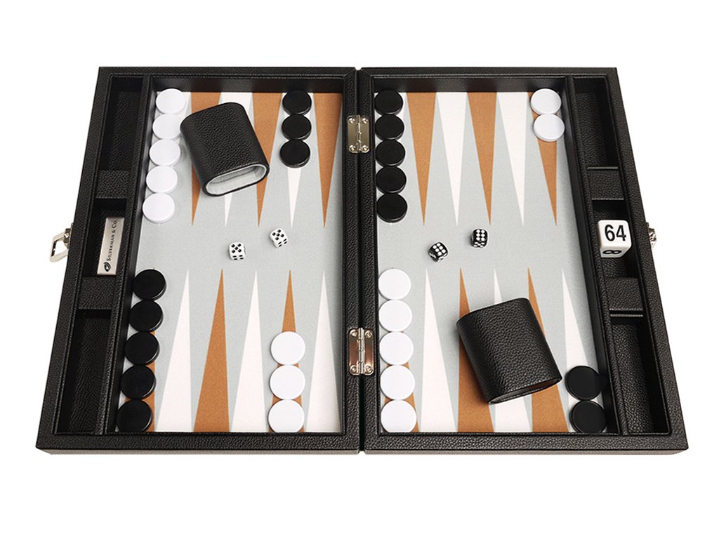Premium 13-inch Backgammon Set - Portable Travel Size with Black Board & White/Rum Points - Perfect for Family Game Nights, Beach Trips and Casino-Themed Parties