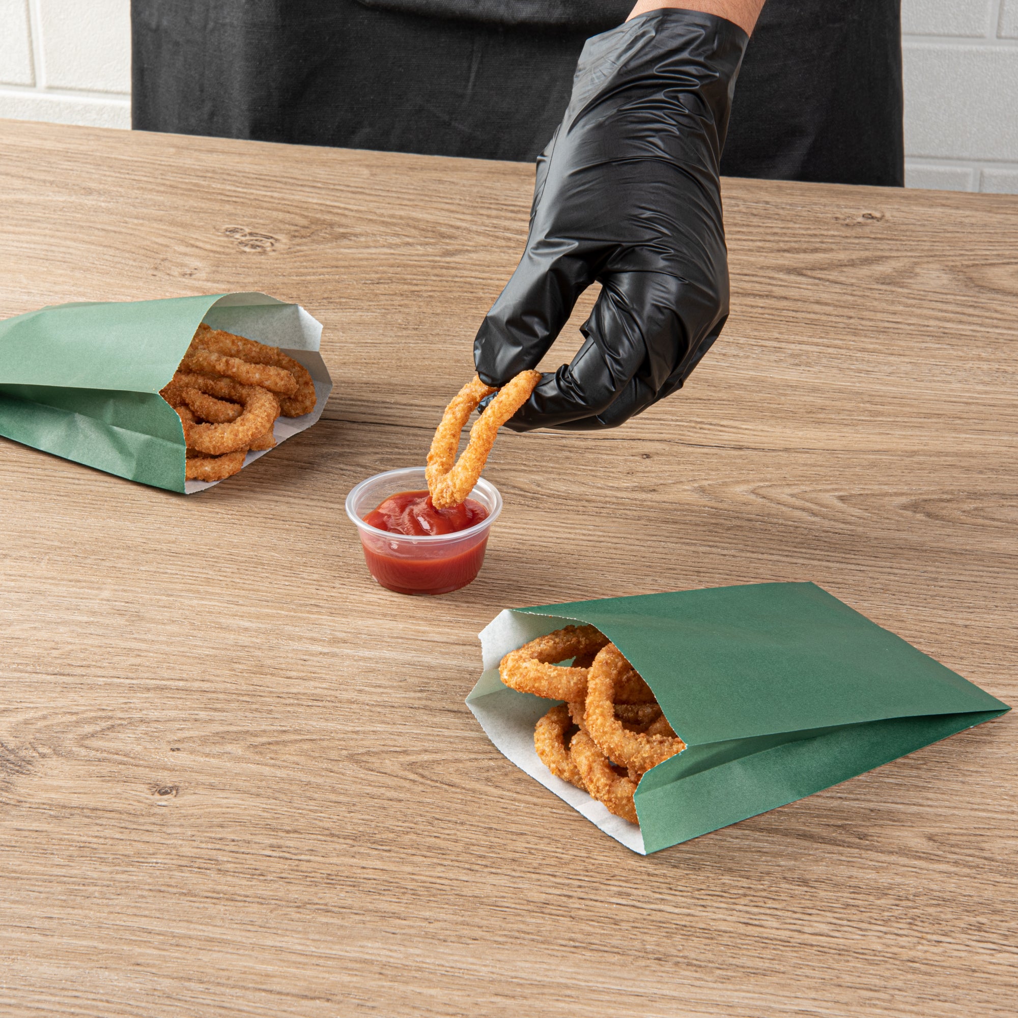 Eco-Friendly Forest Green French Fry Paper Snack Bags - 4.25