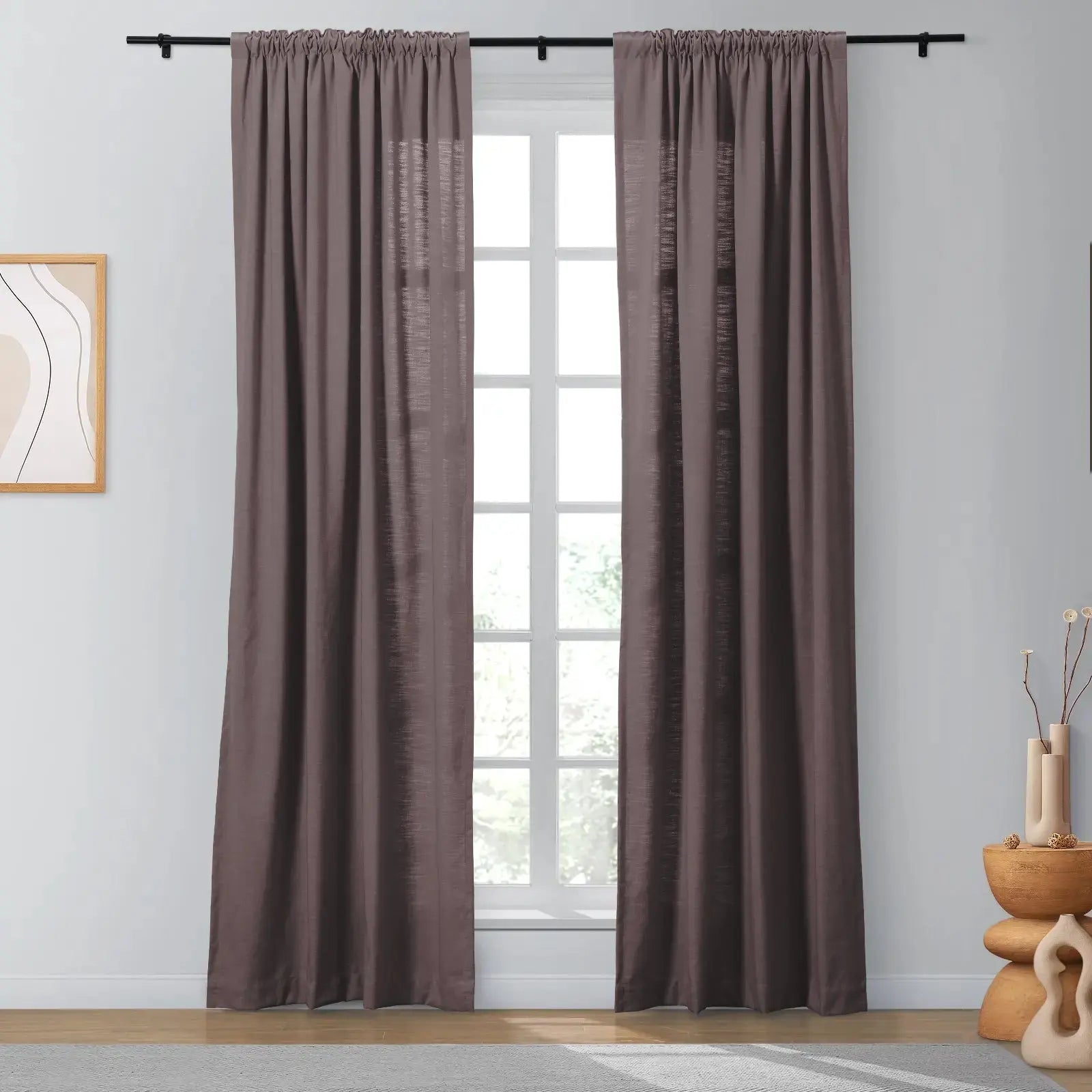 Isabella Heavyweight Cotton Blackout Curtains - Soft Top Thermal Insulated Drapes for Living Room & Bedroom - Noise Reducing & Energy Saving Window Treatments