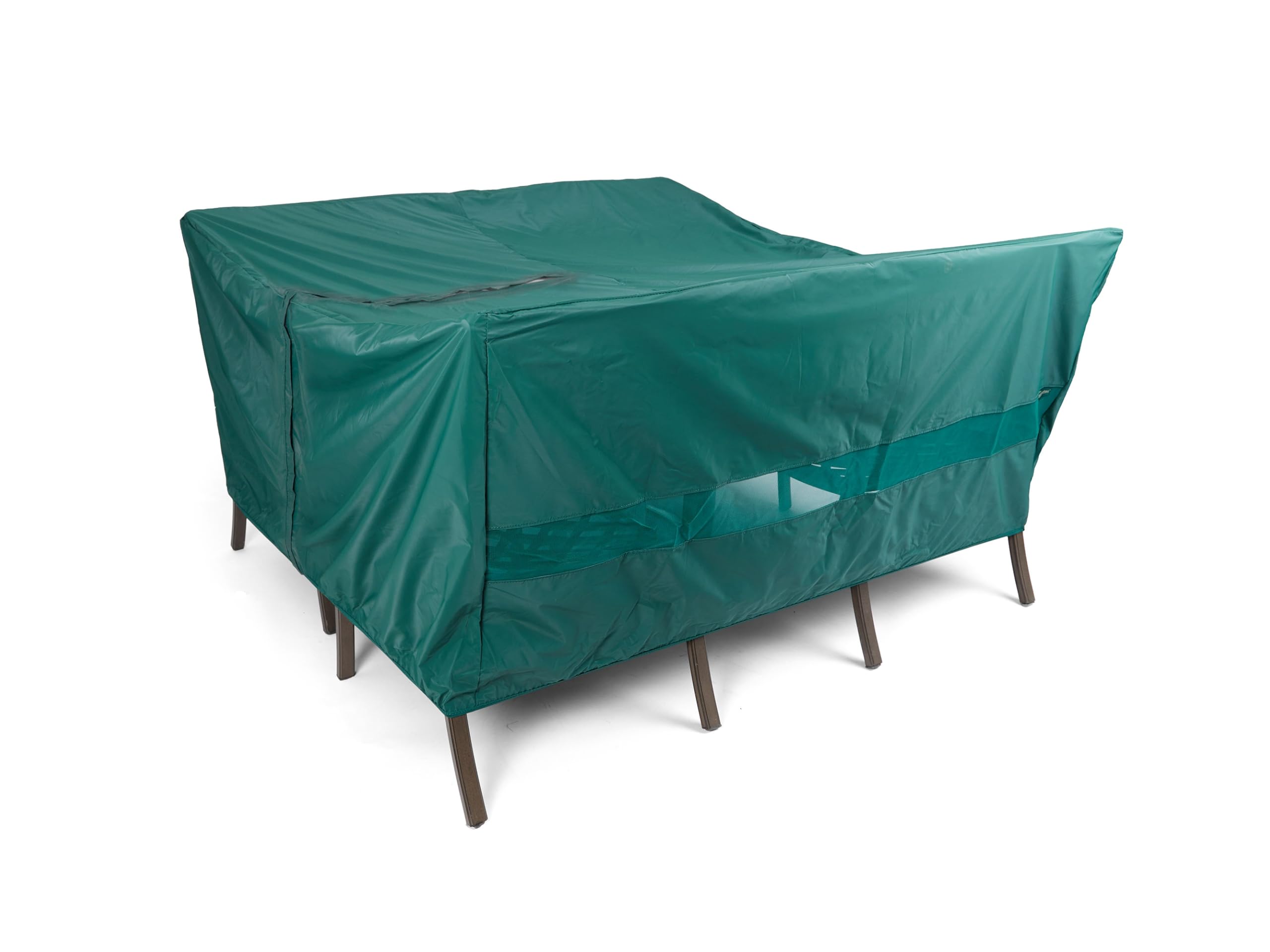 Square Dining Table and Chair Cover Set - Lightweight Weatherproof Patio Furniture Protector with Elastic Hem & Umbrella Hole (90x90x40 Inches, Green) - Perfect for Outdoor Dining, BBQ, and Garden Party Protection