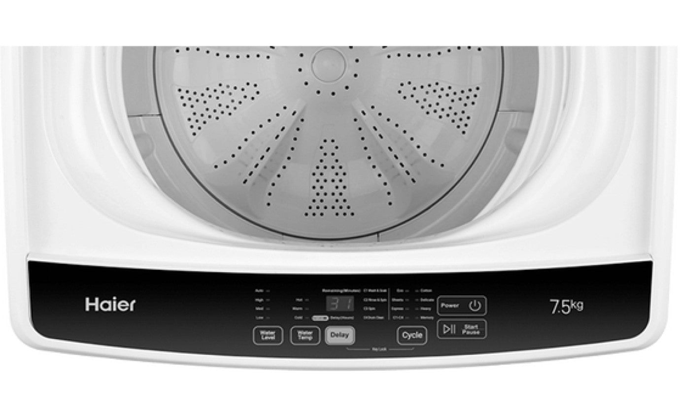 Haier 7.5kg Top Load Washing Machine HWT75AA1 - Energy Efficient Laundry Washer for Small Homes & Apartments | Perfect for Compact Spaces & Daily Laundry Needs