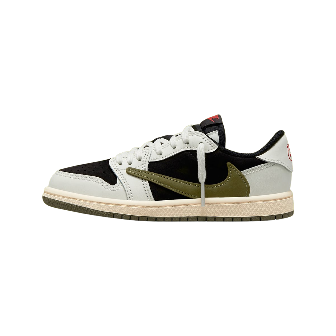 Air Jordan 1 Retro Low OG SP x Travis Scott Sneakers - Olive/Sail/University Red/Black Colorway | Preschool Size | Stylish Kids Basketball Shoes for School & Play