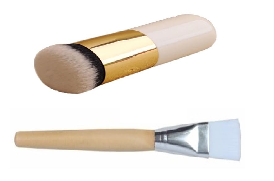 ZemGlam Oval Foundation Brush & Bleach Brush Set - 2 Pack for Flawless Makeup Application & Hair Coloring - Perfect for Professional Salon & Home Use