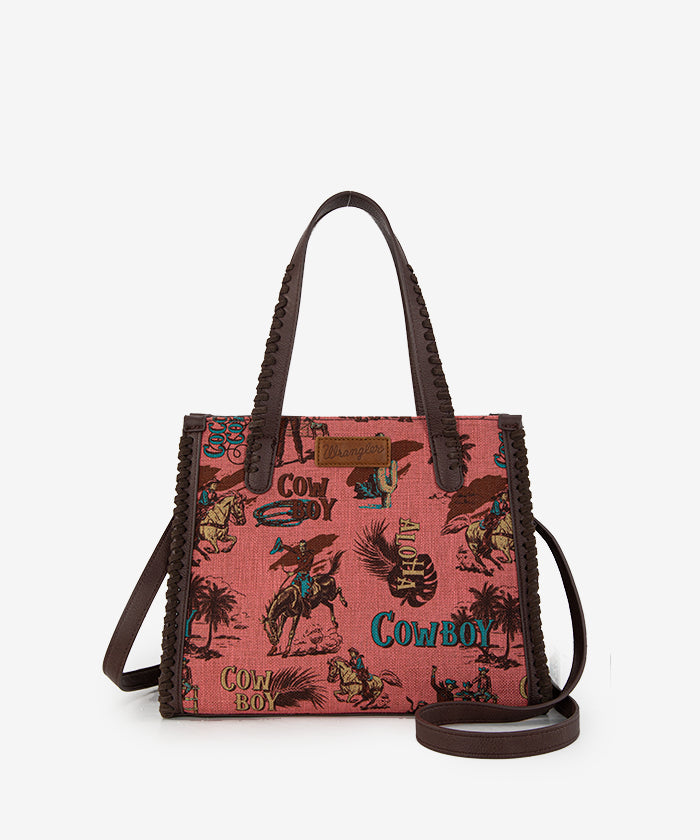 Wrangler Cowboy Print Concealed Carry Tote Bag for Women - Stylish Western Concealed Handgun Purse with Multiple Pockets - Perfect for Everyday Carry, Travel & Outdoor Adventures