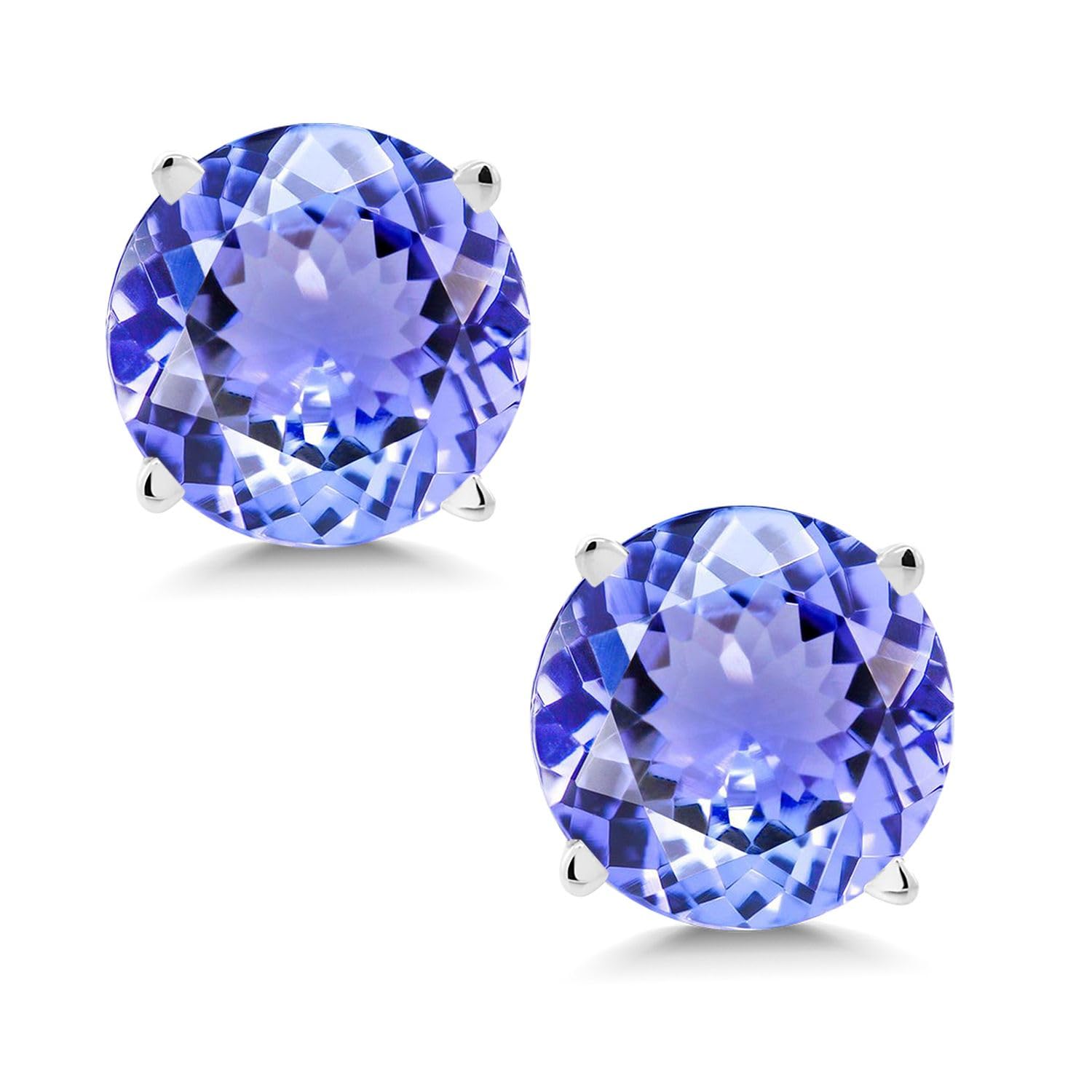 14K White Gold Natural Genuine Blue Tanzanite Stud Earrings (1.80 Cttw) - December Birthstone Jewelry for Women & Men - Perfect for Anniversary, Birthday & Special Occasion Gifts
