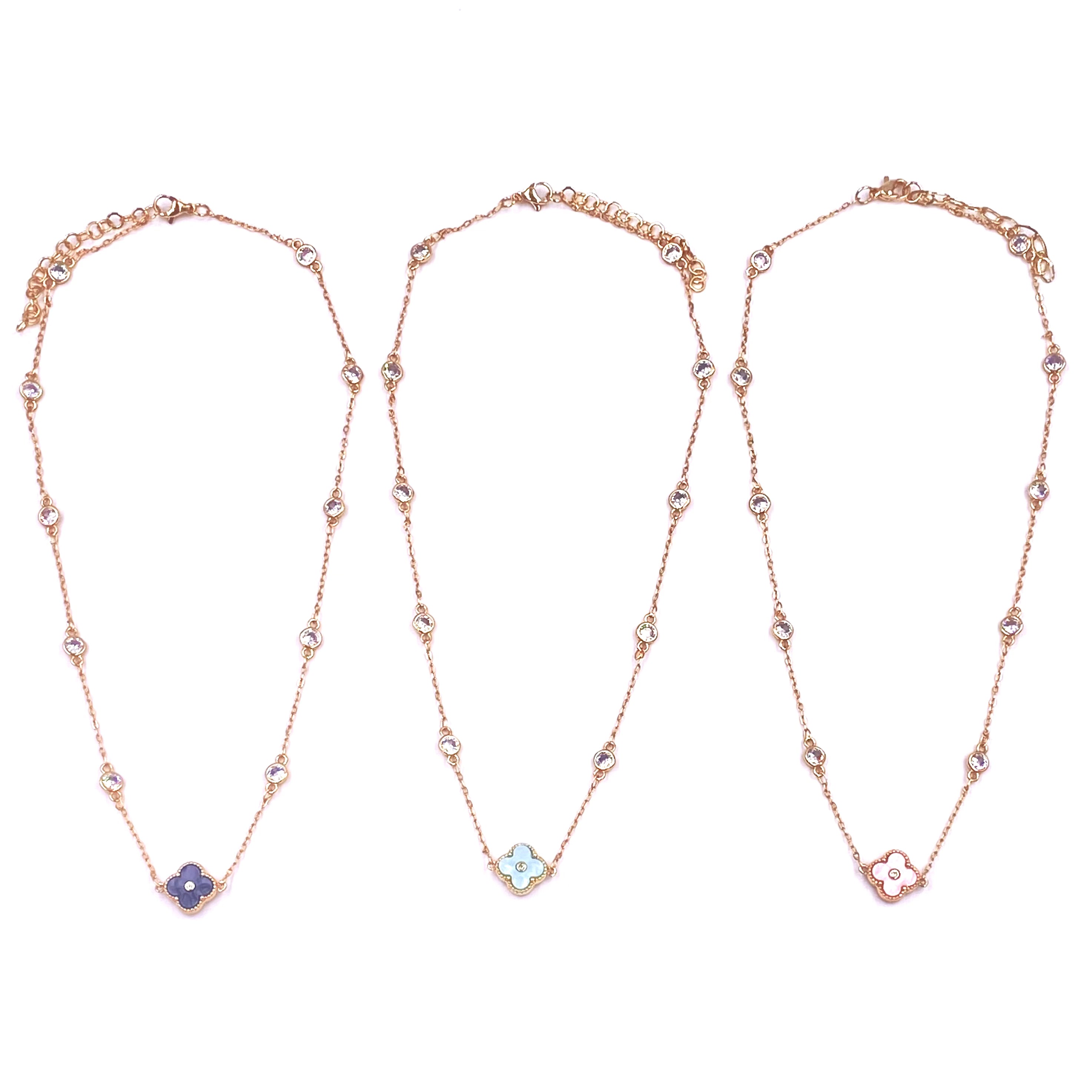 Ashley Gold Stainless Steel Gold Plated CZ Clover Necklace for Women - Elegant Four Leaf Clover Pendant Jewelry Gift for Birthday, Anniversary & Special Occasions