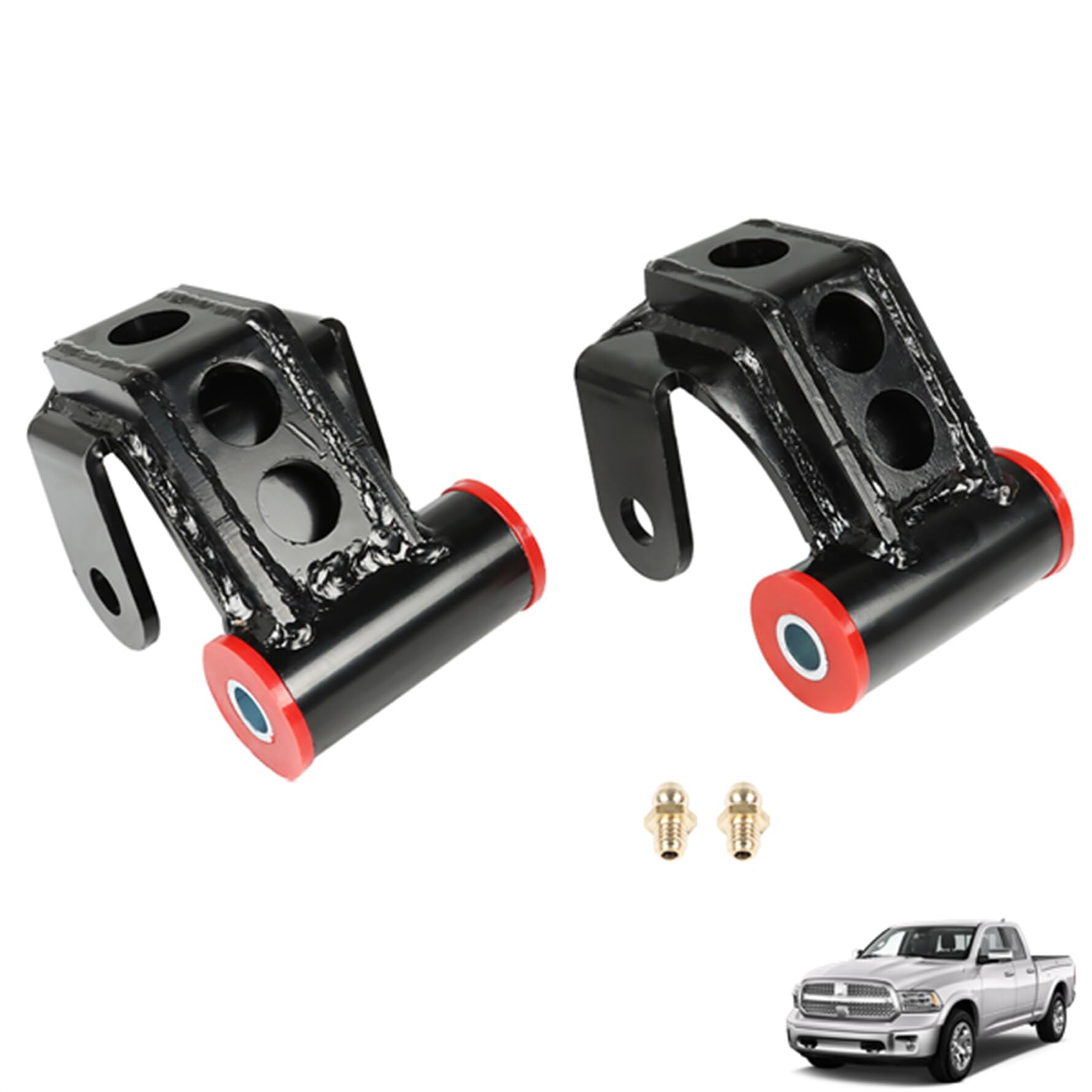 Munirater 2-Inch Leveling Kit & Drop Lowering Shackles for 2003-2013 Ram 1500/2500/3500 2WD/4WD Trucks - Heavy Duty Suspension Upgrade for Improved Ride Height & Towing Performance