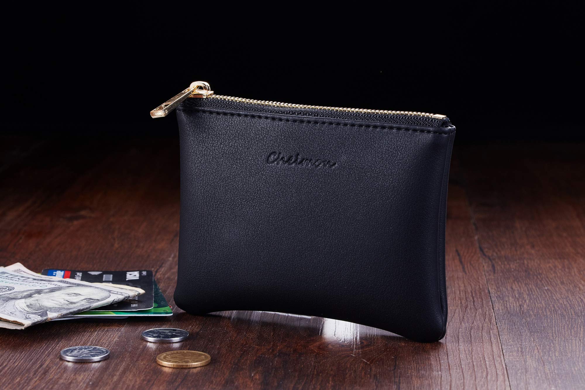 Vegan Leather Coin Purse with Zipper - Slim Wallet for Men & Women | Compact Change Holder for Travel, Shopping & Everyday Use