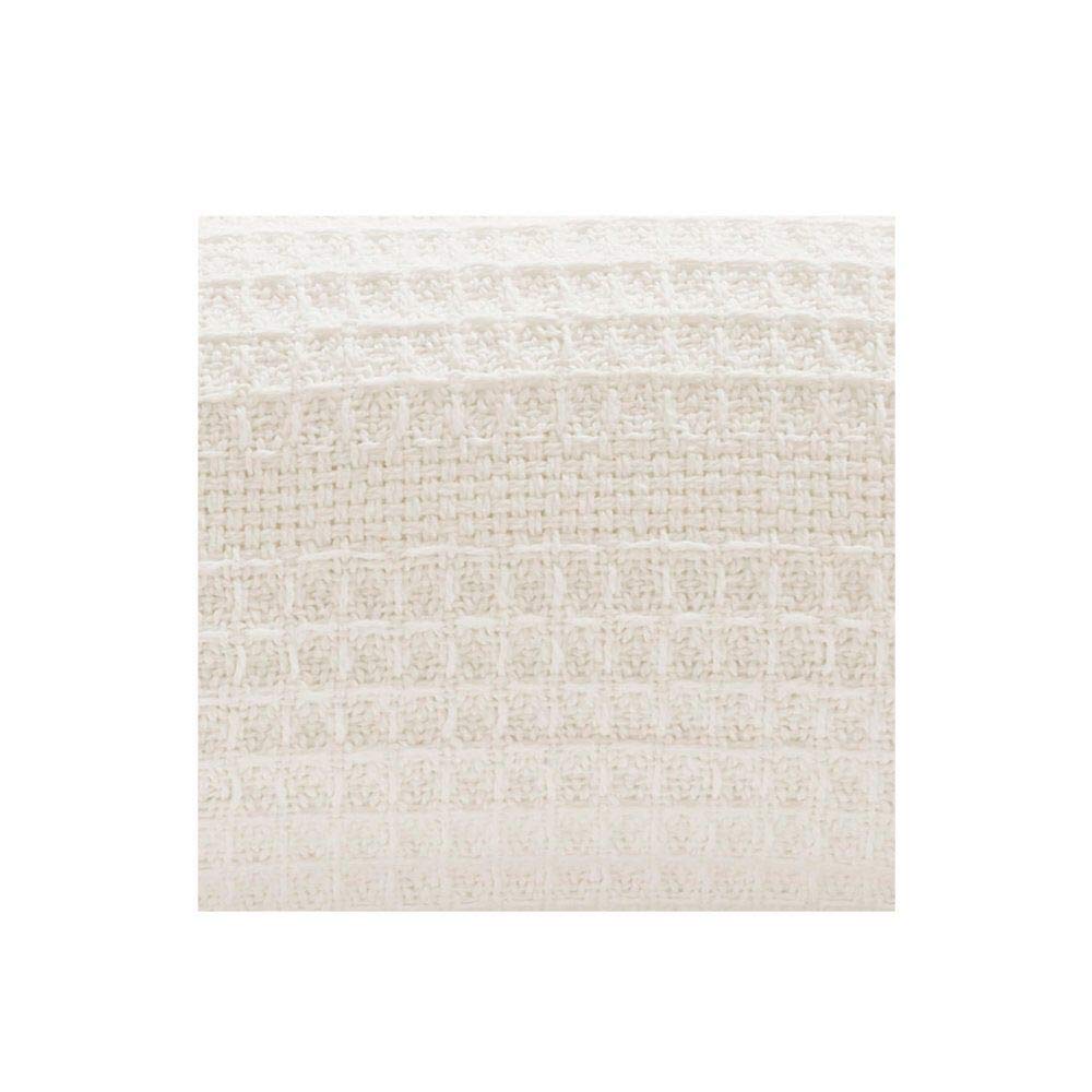 Kenneth Cole Twin Size Waffle Weave Cotton Blanket - Lightweight & Breathable All Season Bedding - Soft Cozy Throw for Bed, Couch, Sofa, Travel - White Waffle Grid Design