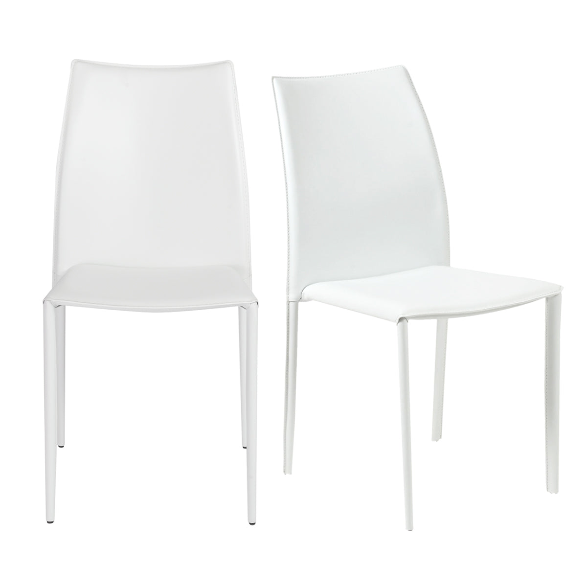 Euro Style Dalia Stacking Side Leather Chairs - Set of 2, Modern Stackable Dining Chairs for Small Spaces, Kitchen, Office or Outdoor Use