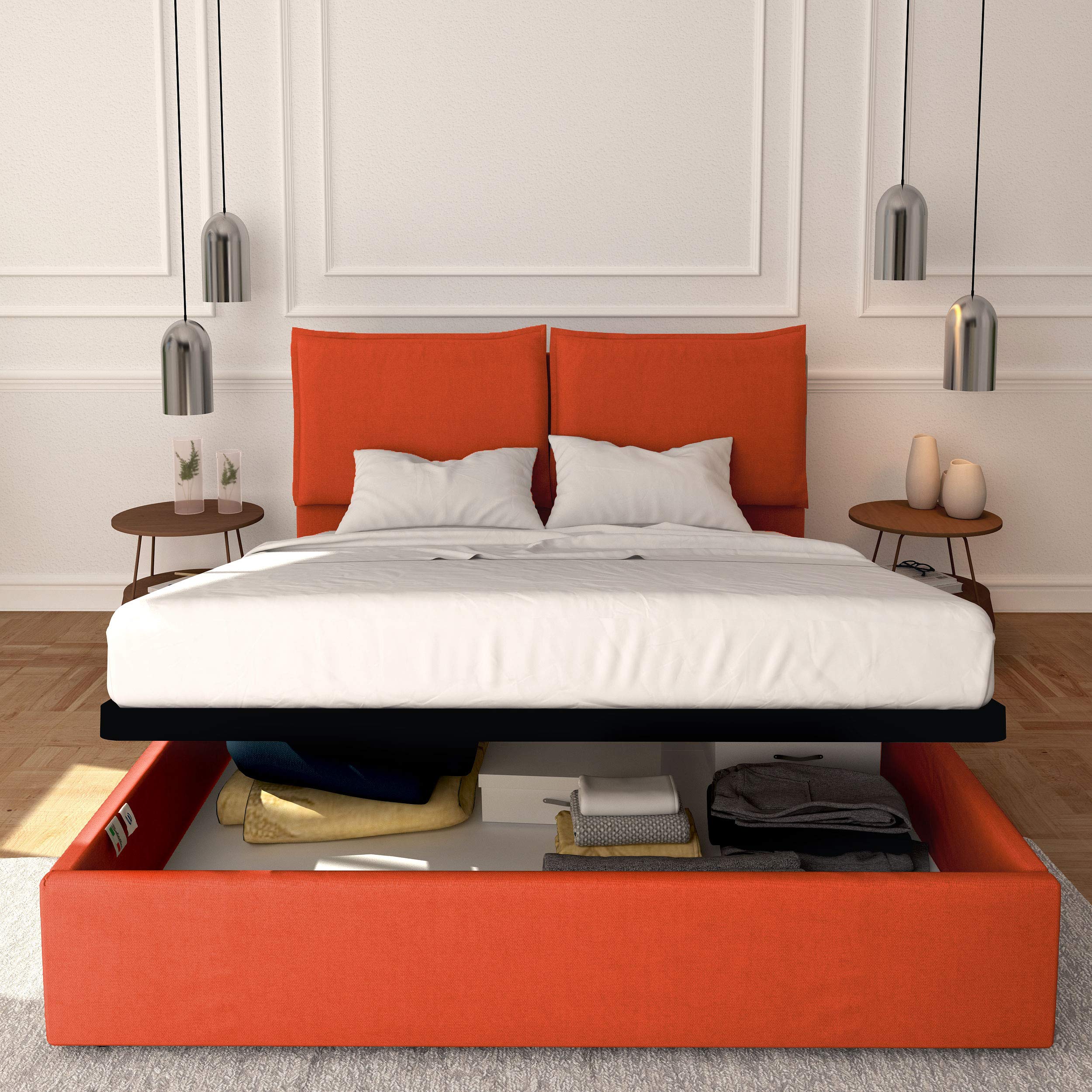 Baldiflex Licia Fabric Queen Size Bed Frame with Slatted Base - 160x190cm Mattress Foundation, Upholstered Headboard - Perfect for Master Bedrooms & Guest Rooms