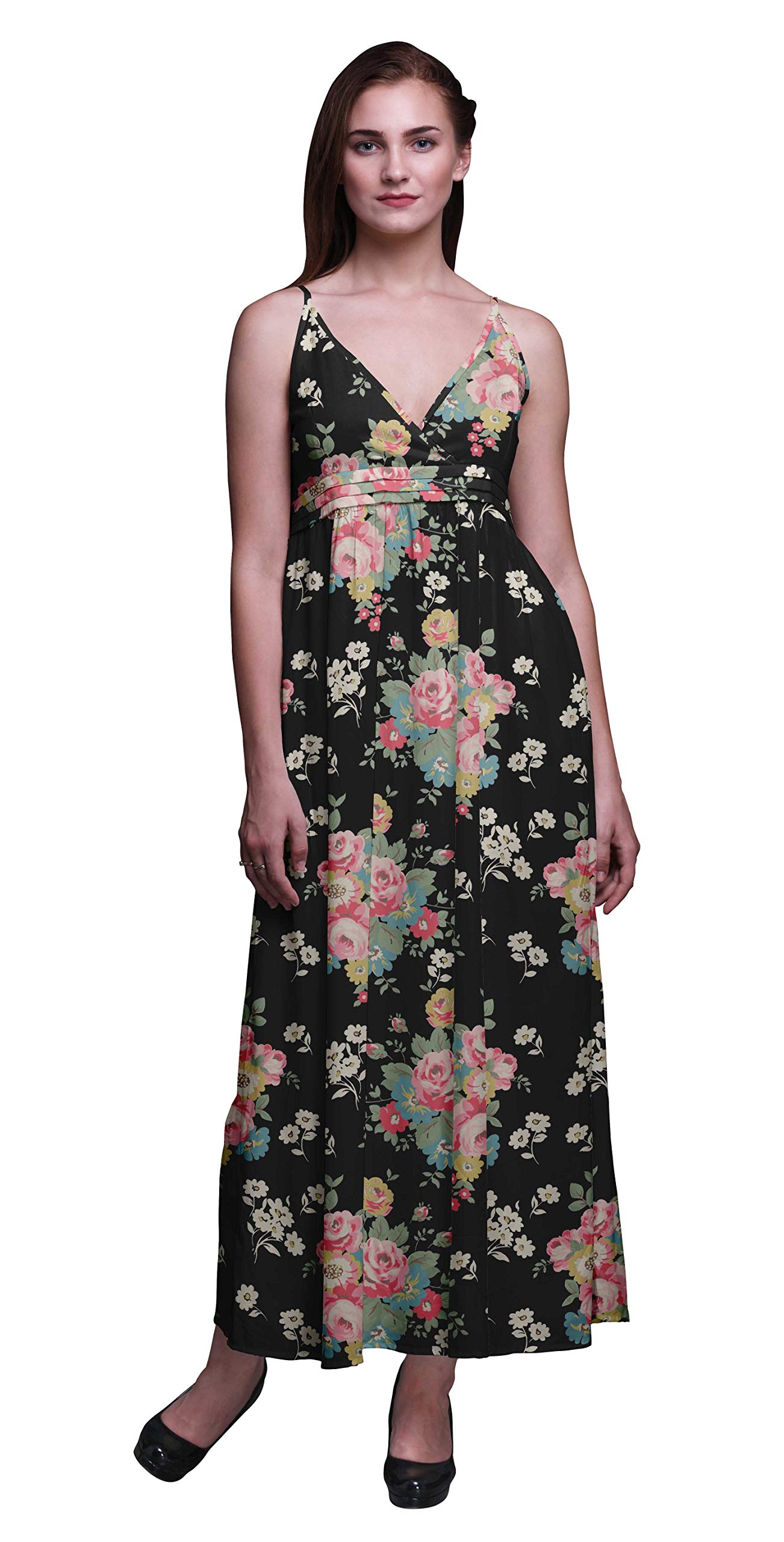 Bimba Women's Printed Sleeveless Bohemian Maxi Dress - Strappy Summer Beach Dress for Vacation, Pool Party & Casual Outings