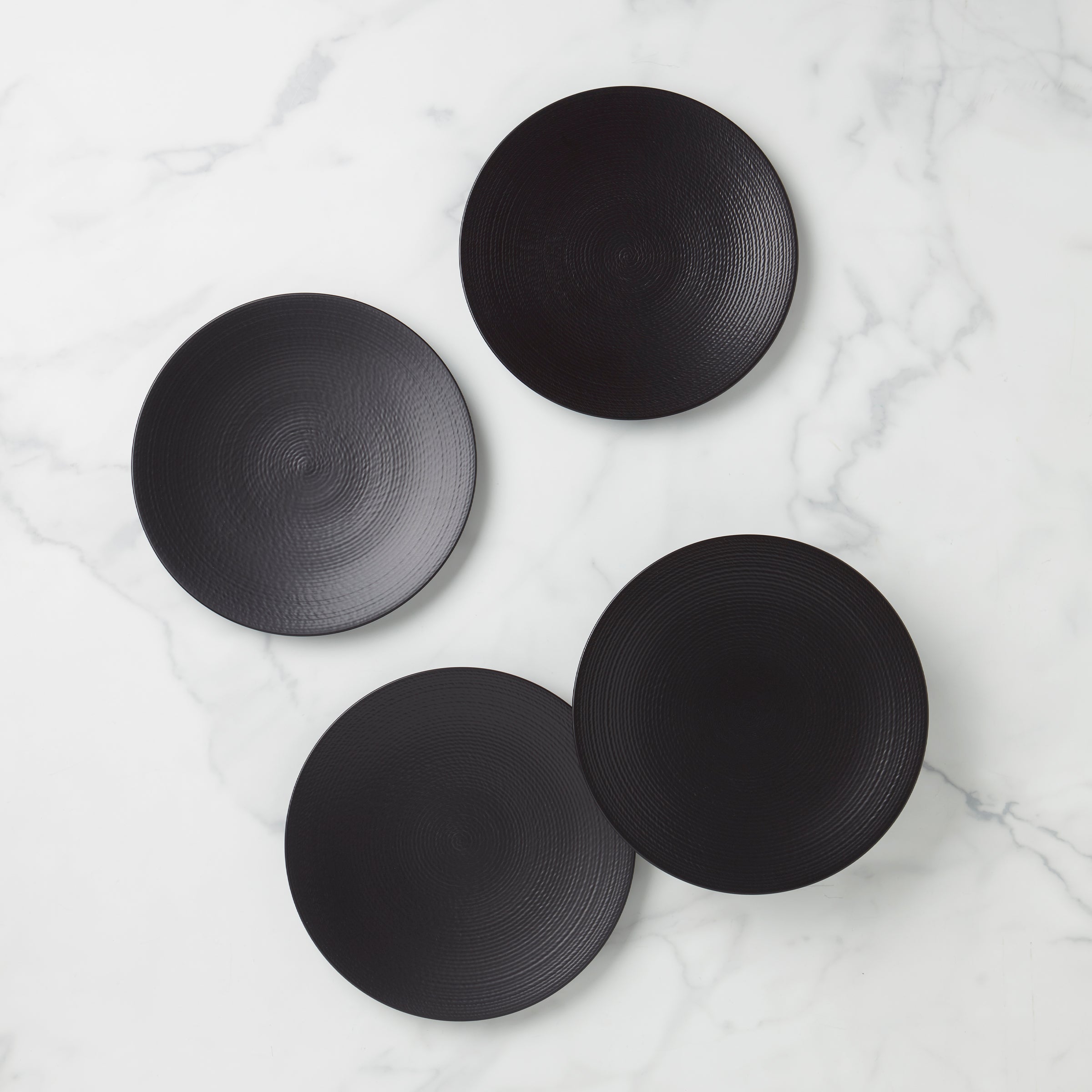 LX Collective Black Accent Plates - Set of 4 Elegant Dinner Plates for Modern Dining, Party Serving & Home Decor