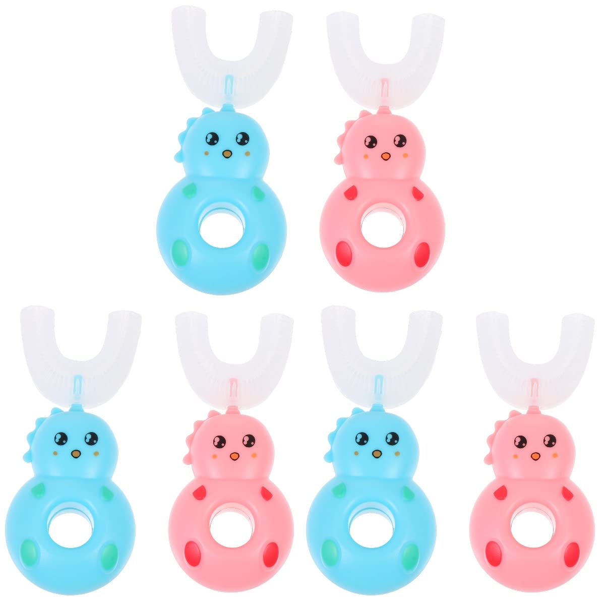 DOITOOL 6-Pack U-Shaped Kids Toothbrushes - Soft Bristles, Fun Cartoon Designs for Children's Oral Care - Perfect for Home, School & Travel Use