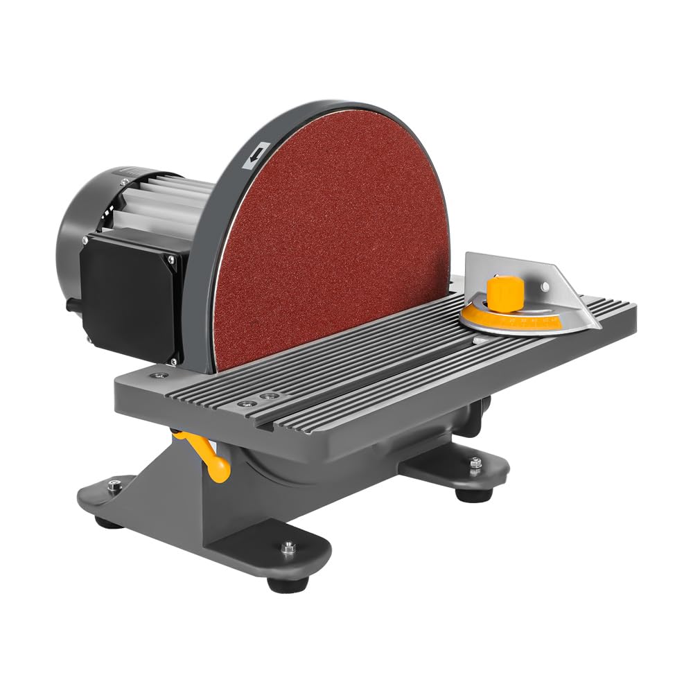 Hoteche 12-Inch Benchtop Disc Sander | 6.5-Amp Sanding Machine with Miter Gauge & Dust Collection System | Wood & Metal Sanding Tool for DIY Projects, Woodworking & Metalworking
