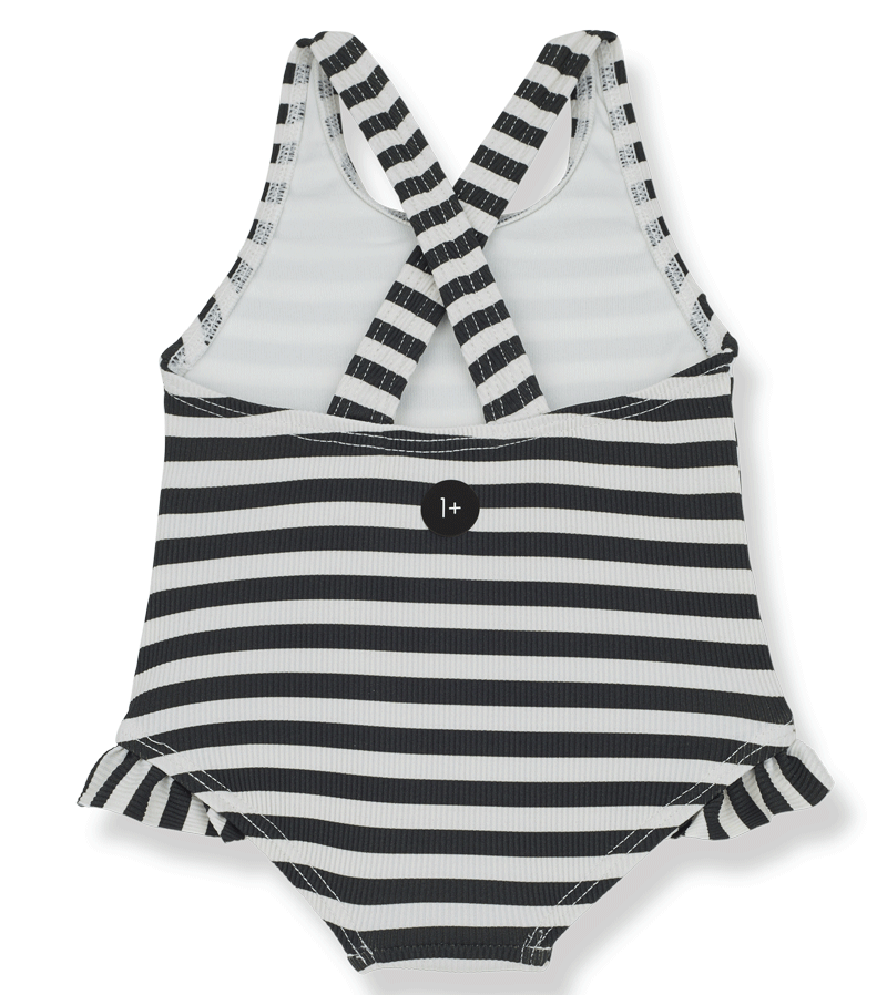 1+ in the Family Women's Striped Anthracite Margherita One-Piece Swimsuit - Stylish Bathing Suit for Pool, Beach & Summer Vacations
