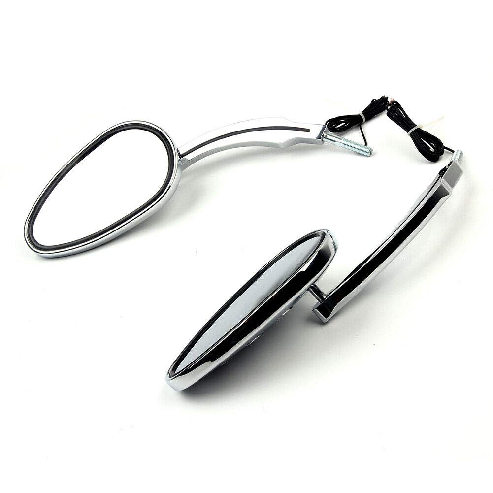 Harley Bobber Cruiser Motorcycle Rearview Mirror with Sequential Amber LED Turn Signal - Chrome Custom Side Mirrors Replacement for Enhanced Safety & Style | Perfect for Night Riding & Urban Commuting