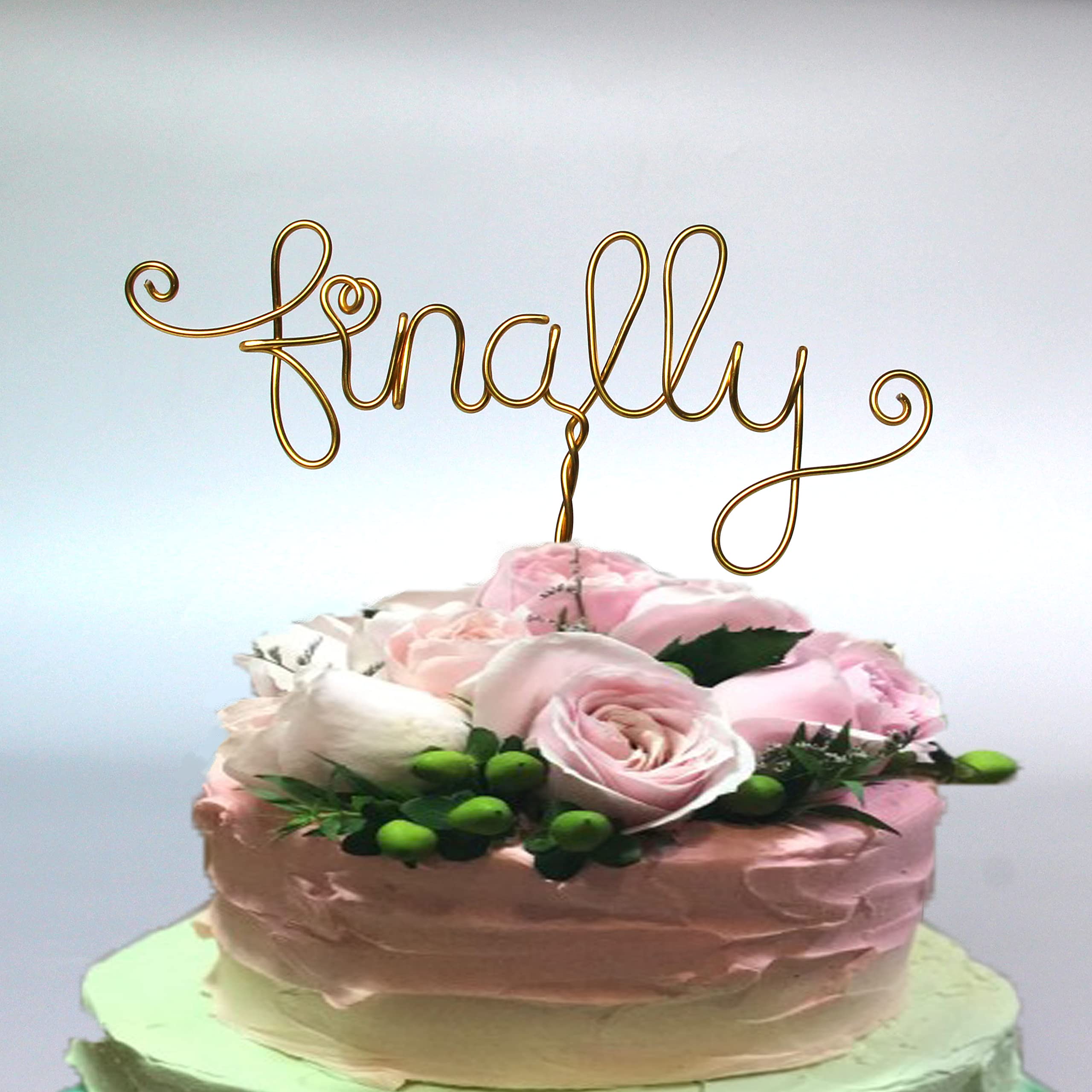 Custom Wedding Cake Topper - Elegant Wire Cake Topper for Weddings, Engagements & Bridal Showers | Personalized Cake Decoration for Postponed Weddings | Perfect for Anniversary Cakes & Romantic Celebrations