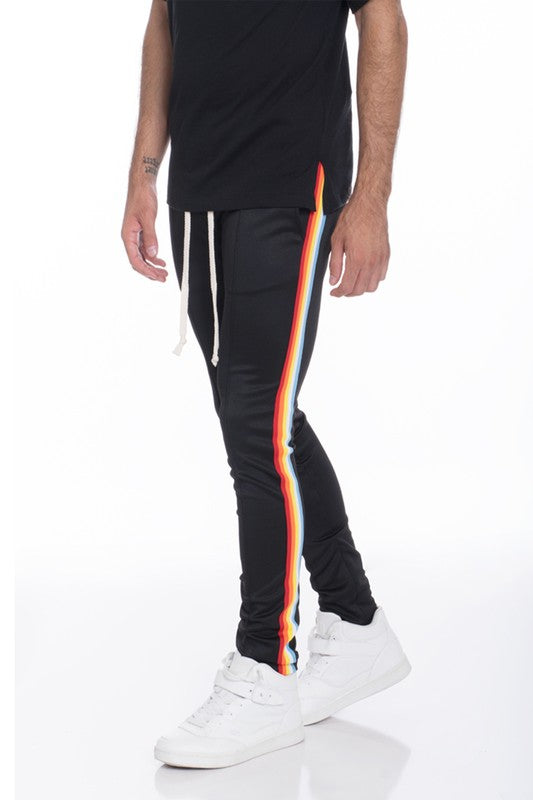 Rainbow Tape Track Pants for Men & Women - Stylish Striped Joggers for Running, Gym & Casual Wear