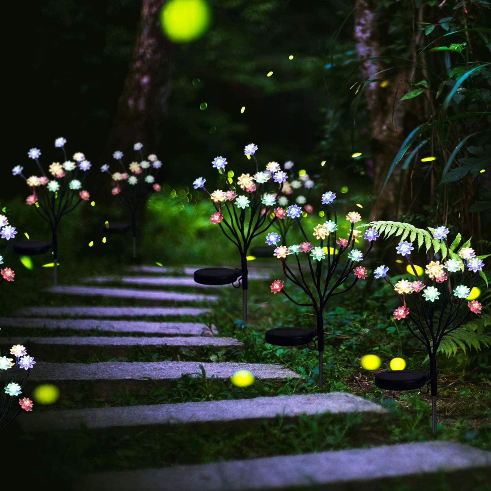 Solar Powered Lotus Shaped Garden Lights - 2 Pack Outdoor Solar Landscape Lighting with Larger Capacity for Pathway, Patio, Park, Front Yard & Party Decorations | Perfect for Evening Garden Ambiance & Outdoor Entertaining