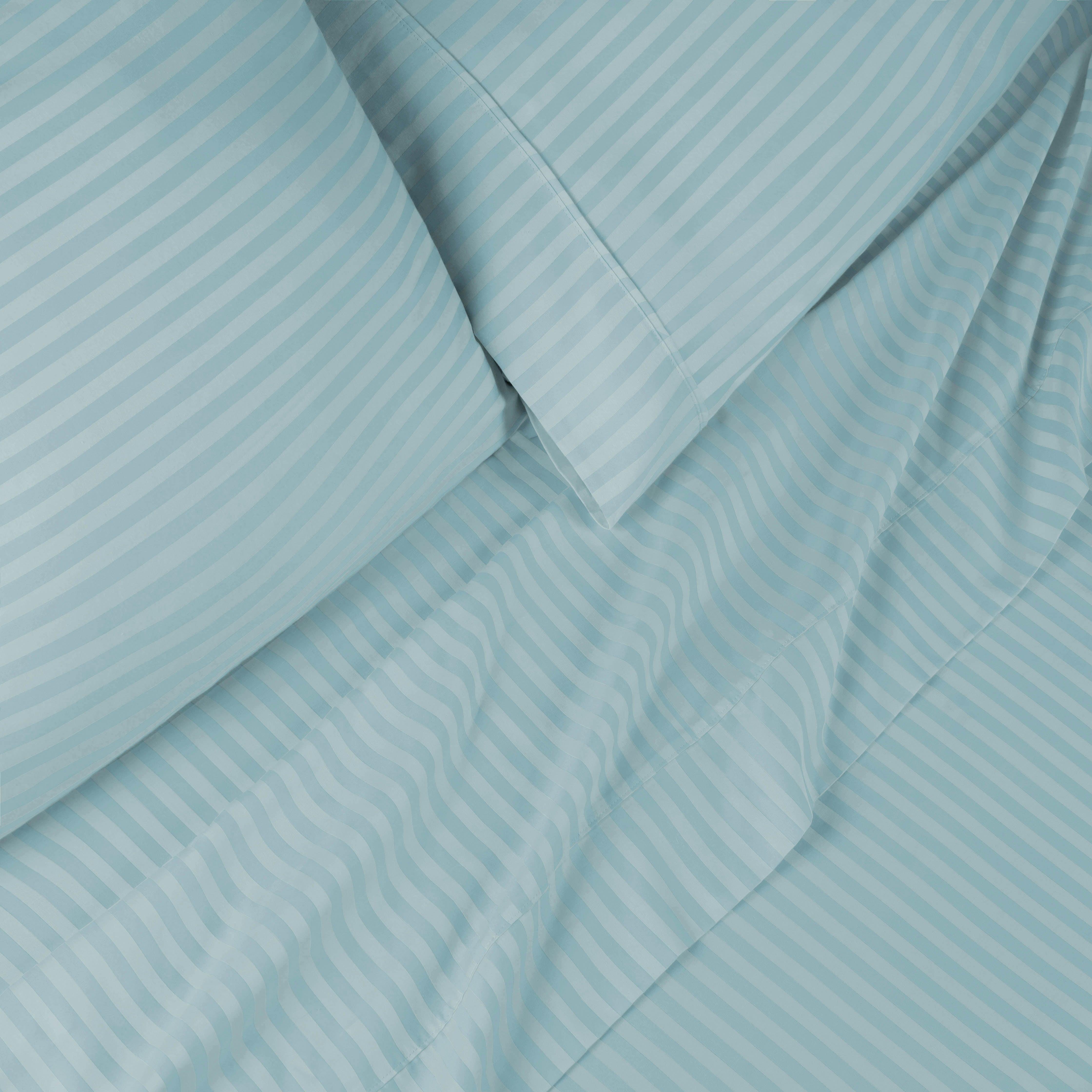 Premium 300 Thread Count Egyptian Cotton Sheet Set - Deep Pocket, Striped Design for Ultimate Comfort & Luxury - Perfect for Master Bedrooms, Guest Rooms & Hotels