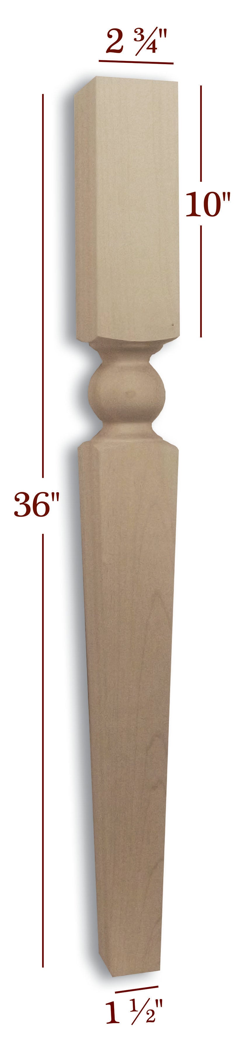 Modern Manhattan Style Square Tapered Table Legs - Sleek Contemporary Island Legs for Kitchen Cabinets & Furniture - Perfect for DIY Home Renovation & Interior Design Projects