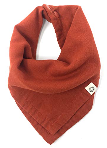 Premium GOTS Certified Organic Bandana Scarf Bib for Babies - Soft & Absorbent Drool Bib in Rust Color - Perfect for Feeding, Teething, and Everyday Outfits