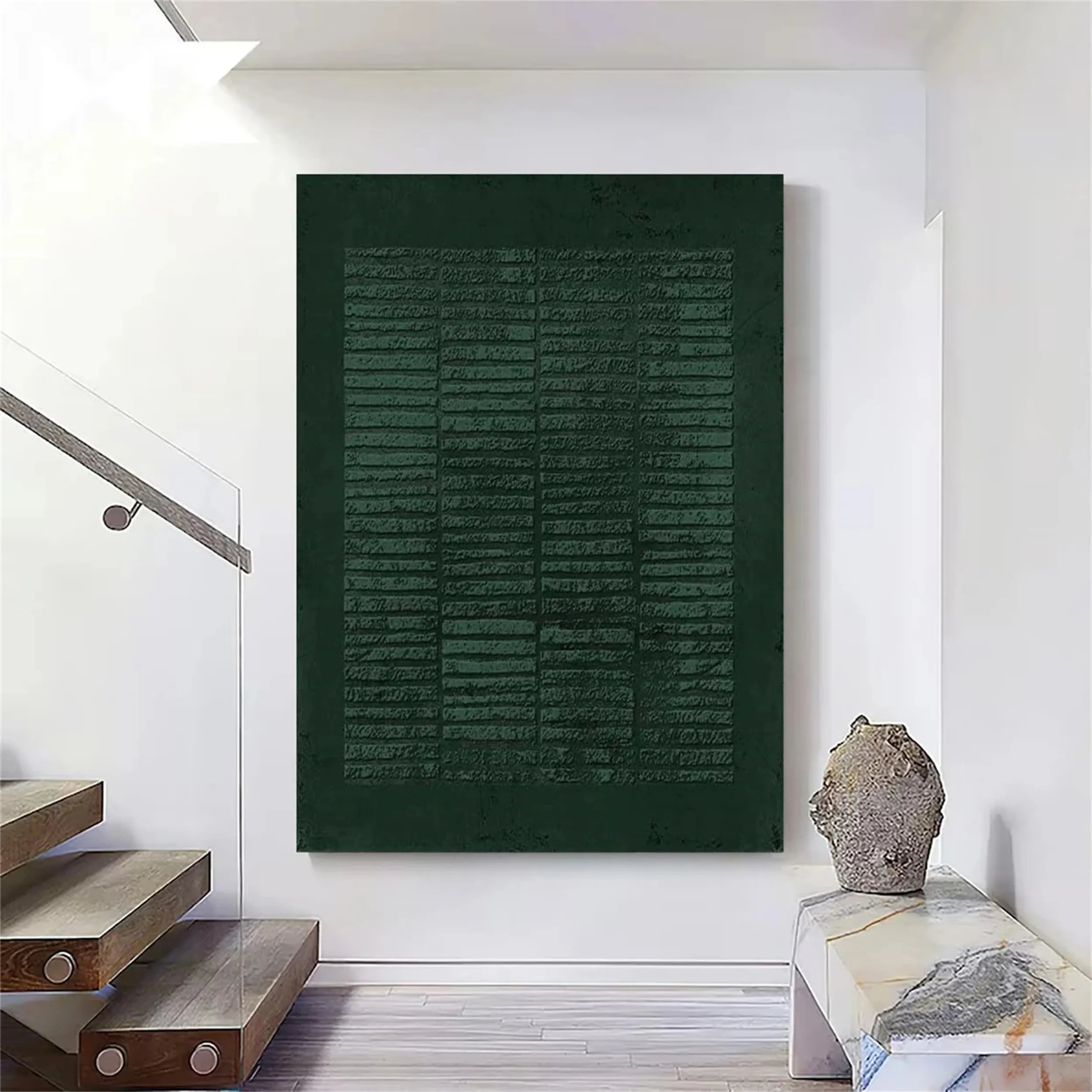 Blue & Green Abstract Wall Art Canvas Painting #BG026 - Modern Home Decor for Living Room, Bedroom & Office