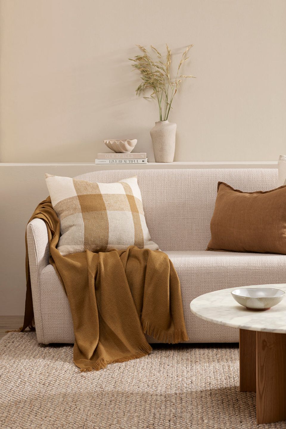 Premium 40x60cm Linen Cushion with Arcadia Cumin Feather Insert - Soft Home Decor for Sofa, Bed & Living Room Comfort