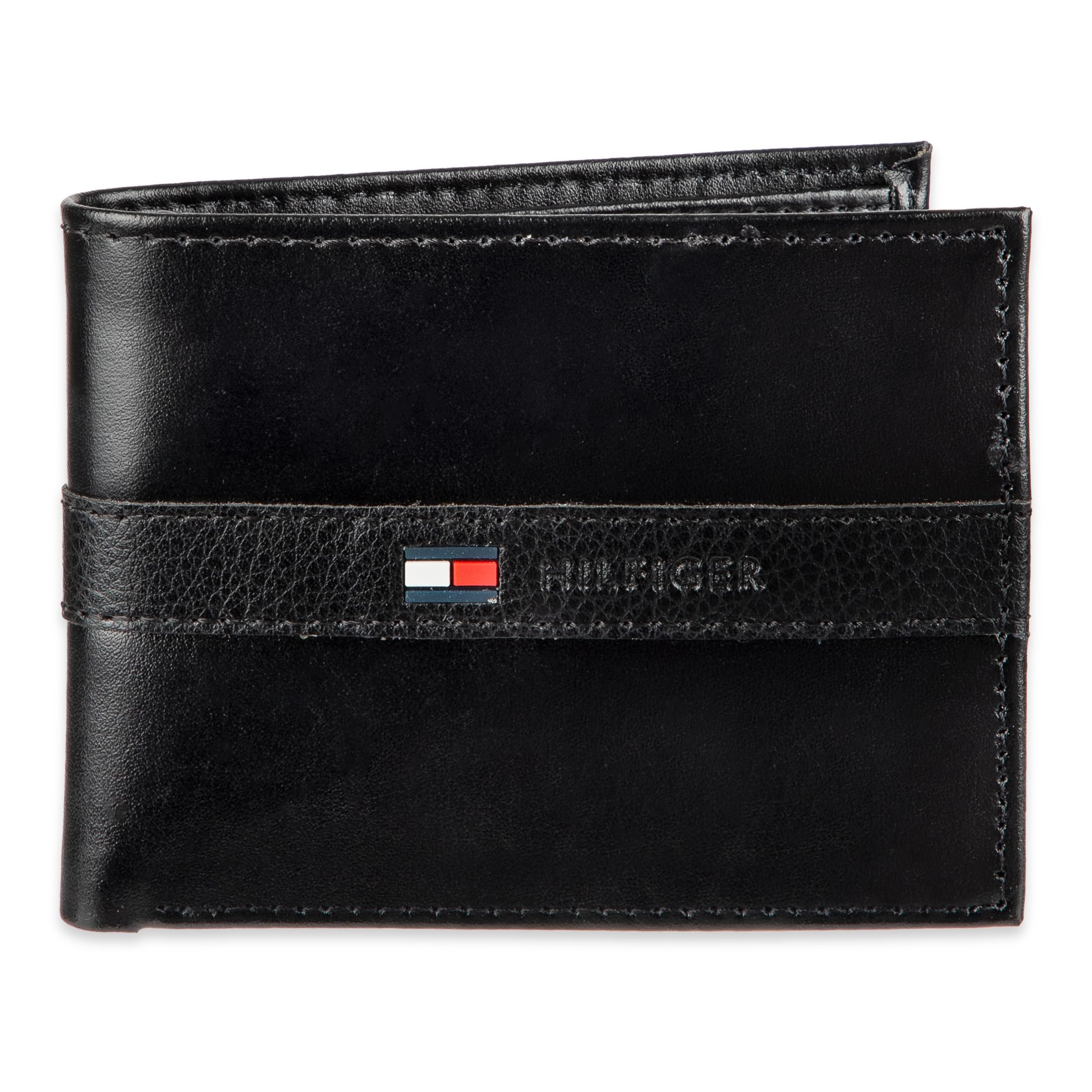 Tommy Hilfiger Men's Classic Bifold Leather Wallet with ID Window & 12 Card Slots - Slim RFID Blocking Wallet for Everyday Carry, Travel & Business