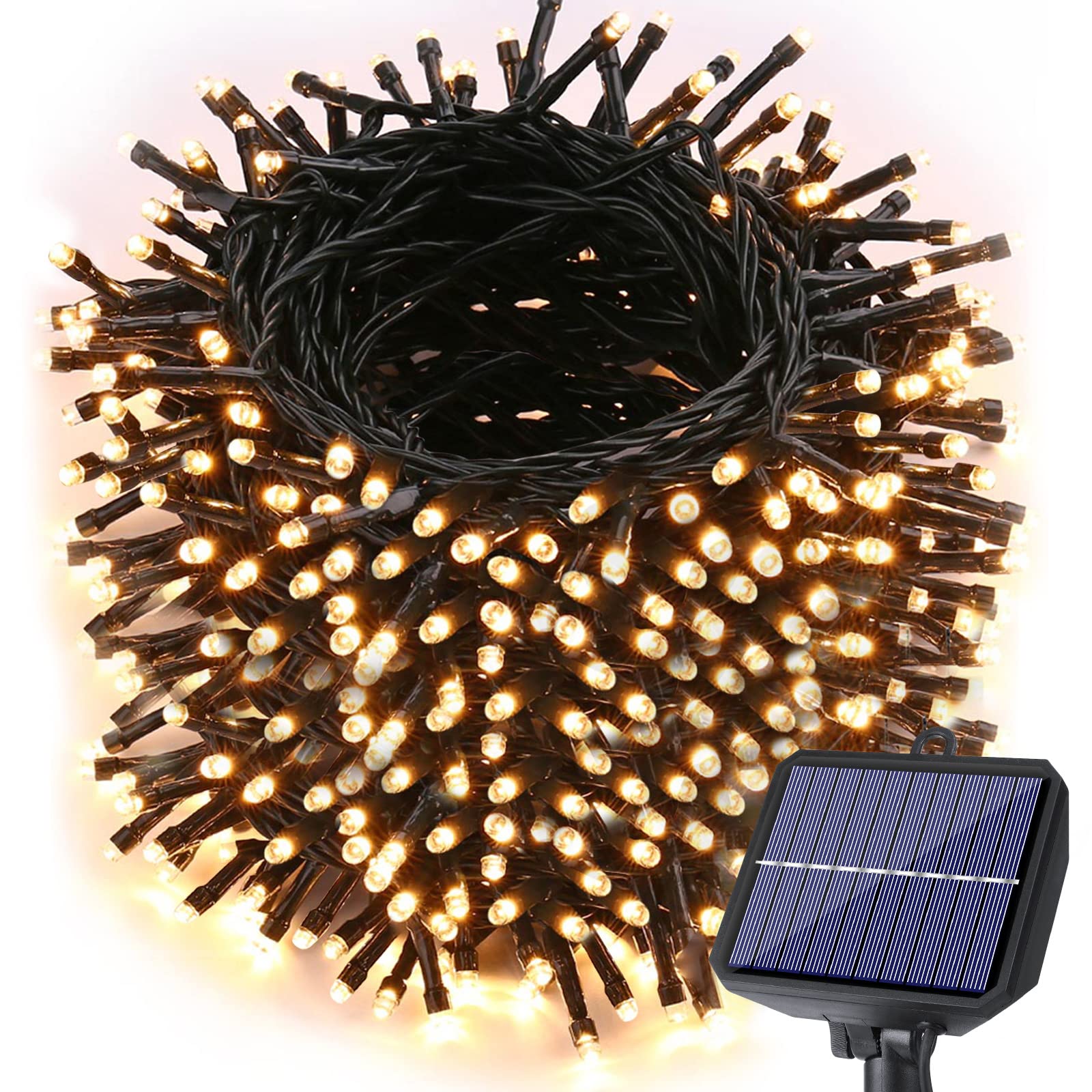 Toodour 121ft 350 LED Solar Christmas Lights - 8 Modes Waterproof Outdoor String Lights for Garden, Patio, Balcony - Warm White Holiday Party Decorations | Perfect for Christmas Decor, Backyard Lighting & Festive Events