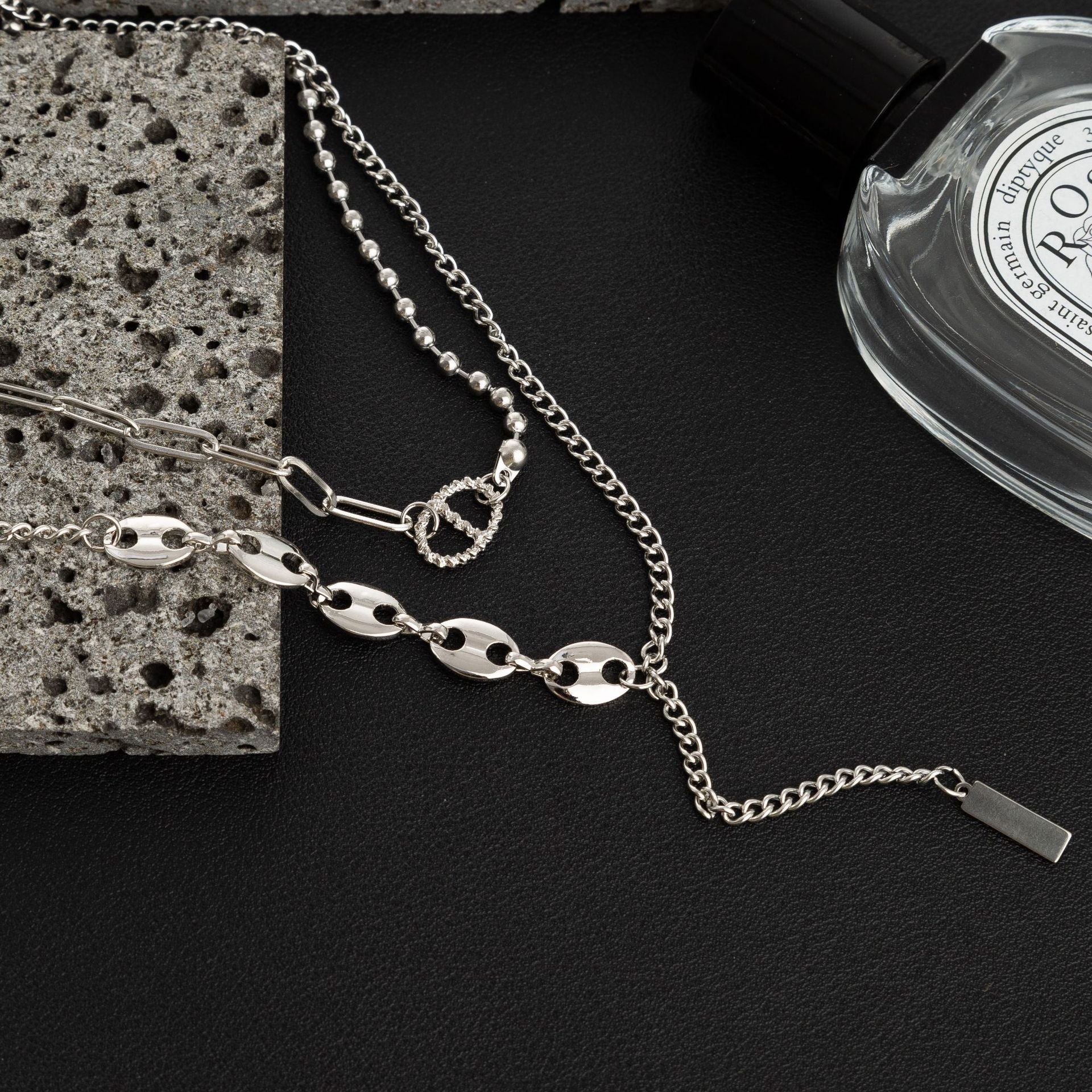 Asymmetric Silver Tassel Pig Nose Layered Chain Necklace for Women - Trendy Boho Chic Jewelry Gift for Party, Date Night & Special Occasions | X1123