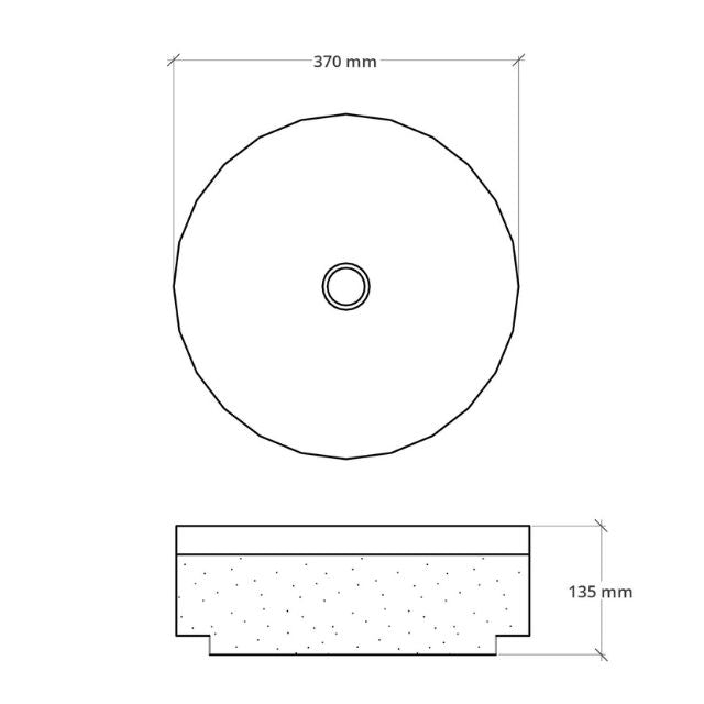 370mm Matte White & Dark Green Round Above Counter Basin - Modern Bathroom Sink for Vanity, Powder Room, and Guest Bathroom Decor