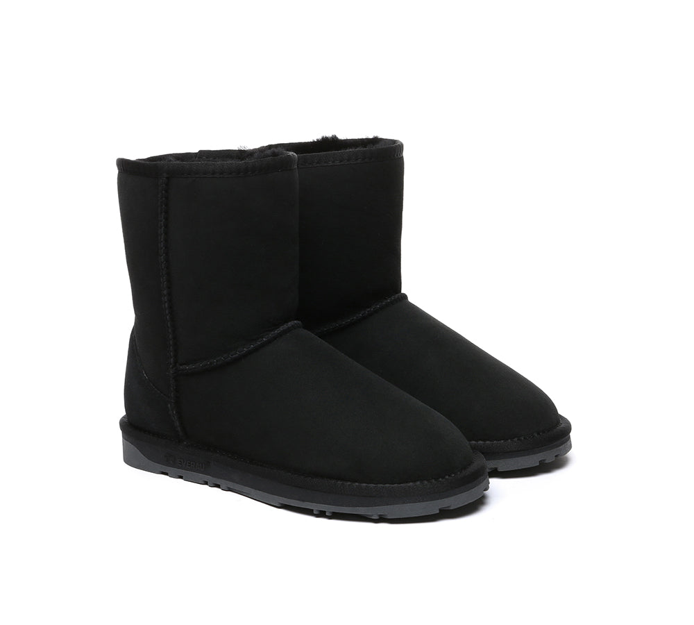 UGG EVERAU® Classic Short Boots - Genuine Double-Faced Sheepskin & Wool Lining for Women | Comfortable Winter Boots for Casual Wear, Snow Days & Outdoor Activities