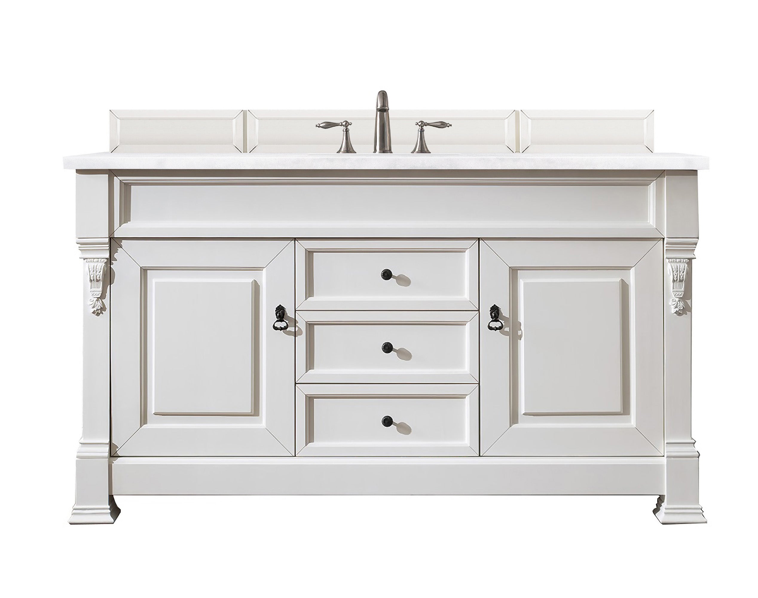 Brookfield 60 Inch Single Bathroom Vanity with 3CM Arctic Fall Solid Surface Top in Bright White – Perfect for Modern Bathroom Renovations & Small Space Solutions