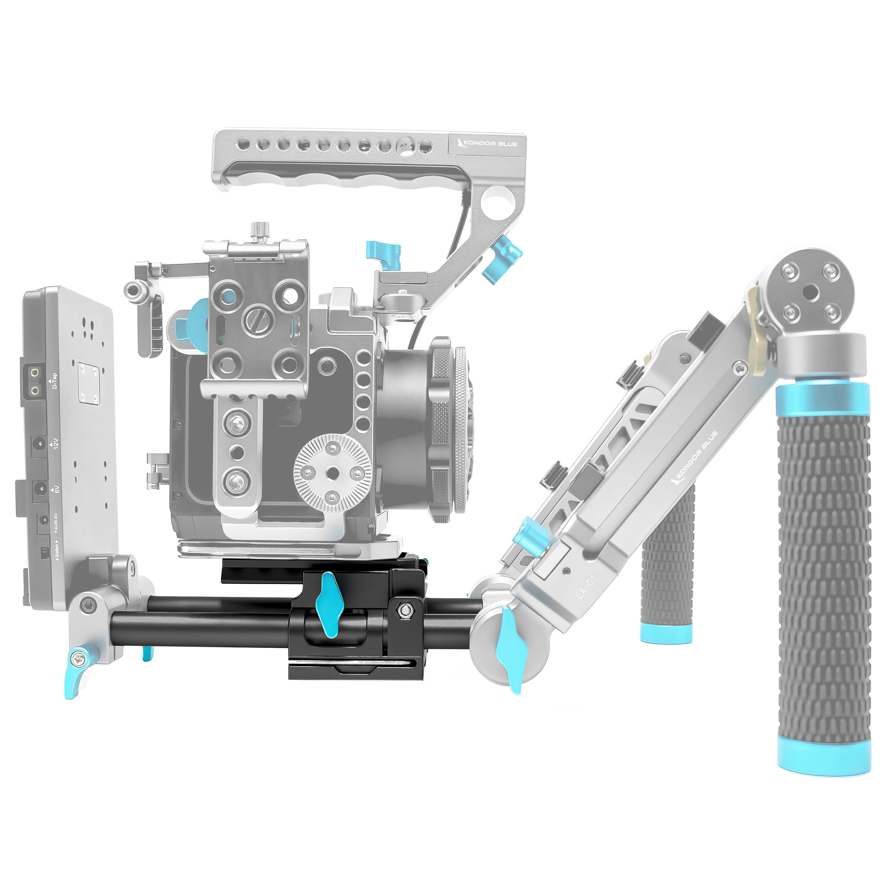 Kondor Blue 15mm LWS Arri/501 Side Loading Baseplate - Compatible with Red Komodo, BMPCC & Mirrorless Cameras (Black) - Perfect for Film Production, Vlogging & Professional Videography