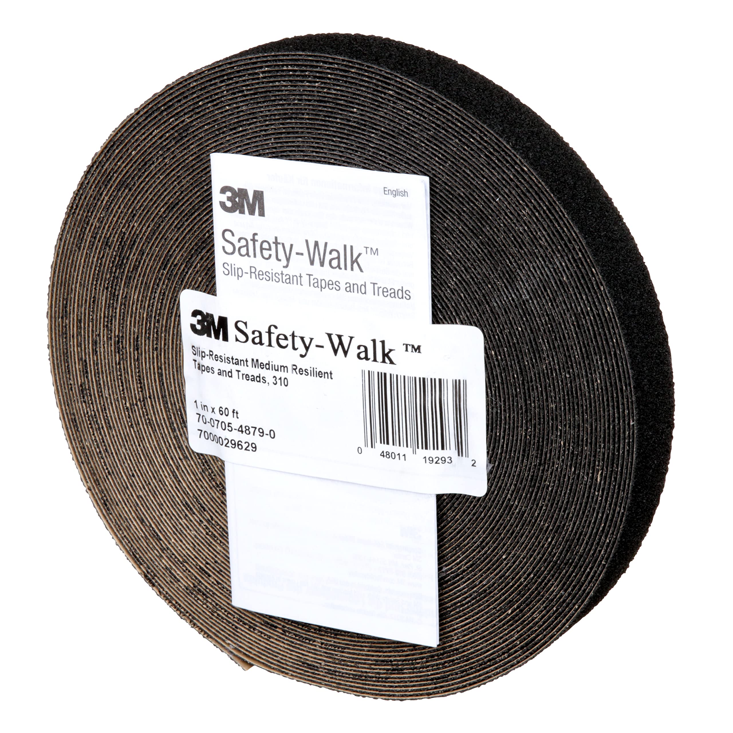 3M Safety-Walk Slip-Resistant Tapes & Treads 310 - Black, 1 Inch x 60 Feet Roll - Medium Resilient Anti-Slip Tape for Stairs, Ramps, Floors - Ideal for Industrial, Commercial & Home Safety Use