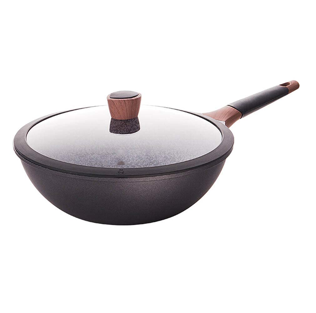 Premium 30cm Flat Bottom Wok - Heavy Duty Non-Stick Stone Coating, Induction & Gas Compatible - Perfect for Stir-Frying, Deep Frying & Family Cooking - Durable Household Cookware for Asian Cuisine & Everyday Meals