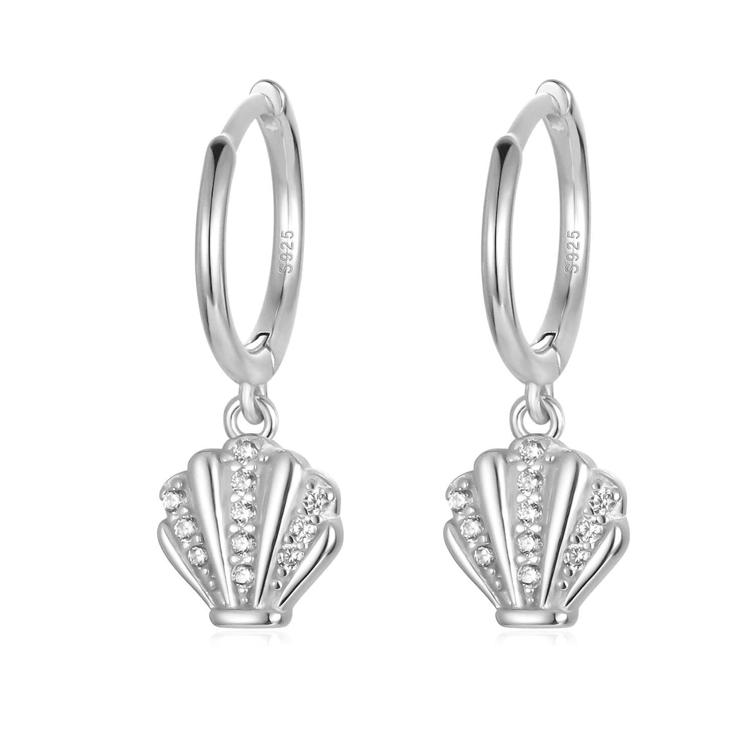 Tiny Hoop Dangle Earrings for Women | Sterling Silver Huggie Drop Earrings with Moon, Star, Spike & Evil Eye Charms | Perfect for Teen Girls & Everyday Wear