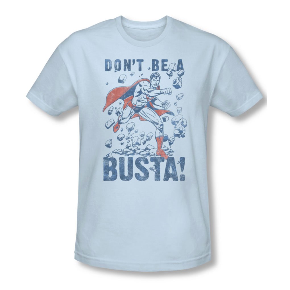 Superman Men's Busta Graphic T-Shirt - Light Blue Cotton Superhero Tee for Casual Wear & Comic Conventions