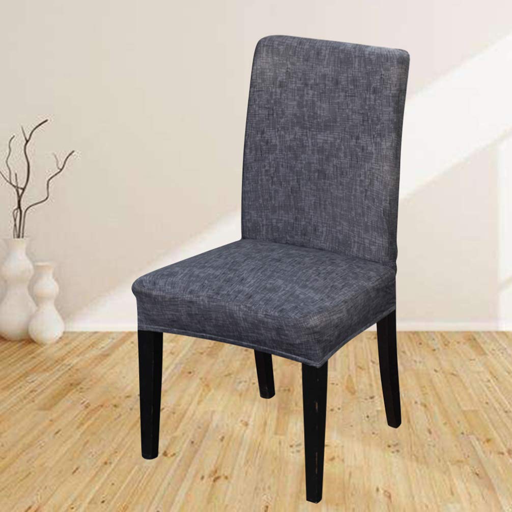 VOSAREA 4-Piece Wedding Chair Covers Set - Stretchable Polyester Dining Chair Slipcovers with Linen Pattern - Fits Parsons Chairs, Armchairs & High Chairs - Perfect for Weddings, Parties & Home Decor