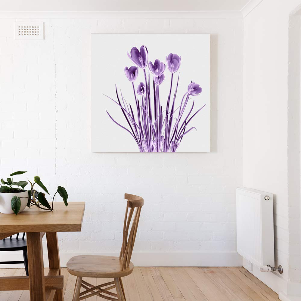 Wall26 Purple Flower Canvas Wall Art - 16x16 Inch Framed Prints for Bedroom, Living Room, Office & Bathroom Decorations