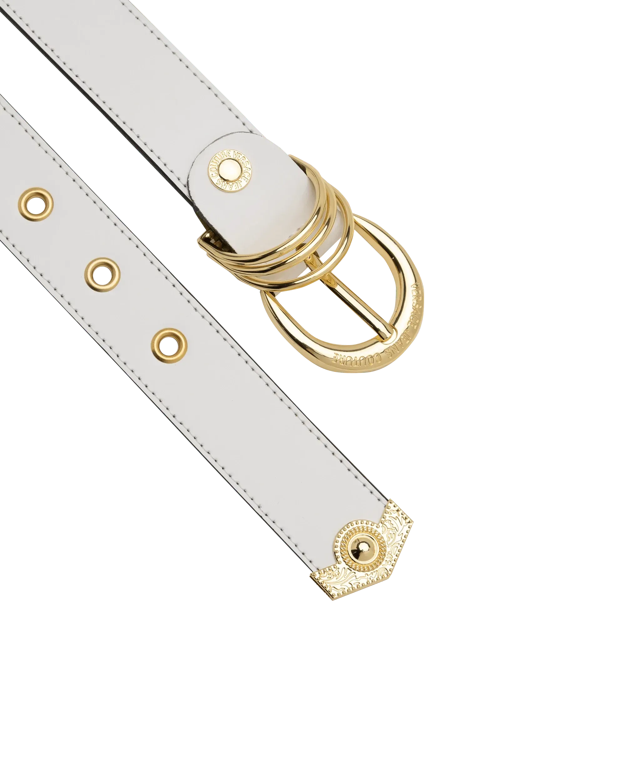 Stylish Gold Logo D-Ring Belt for Men & Women - Fashionable Adjustable Waist Belt for Jeans, Pants & Dresses | Perfect for Casual & Formal Outfits