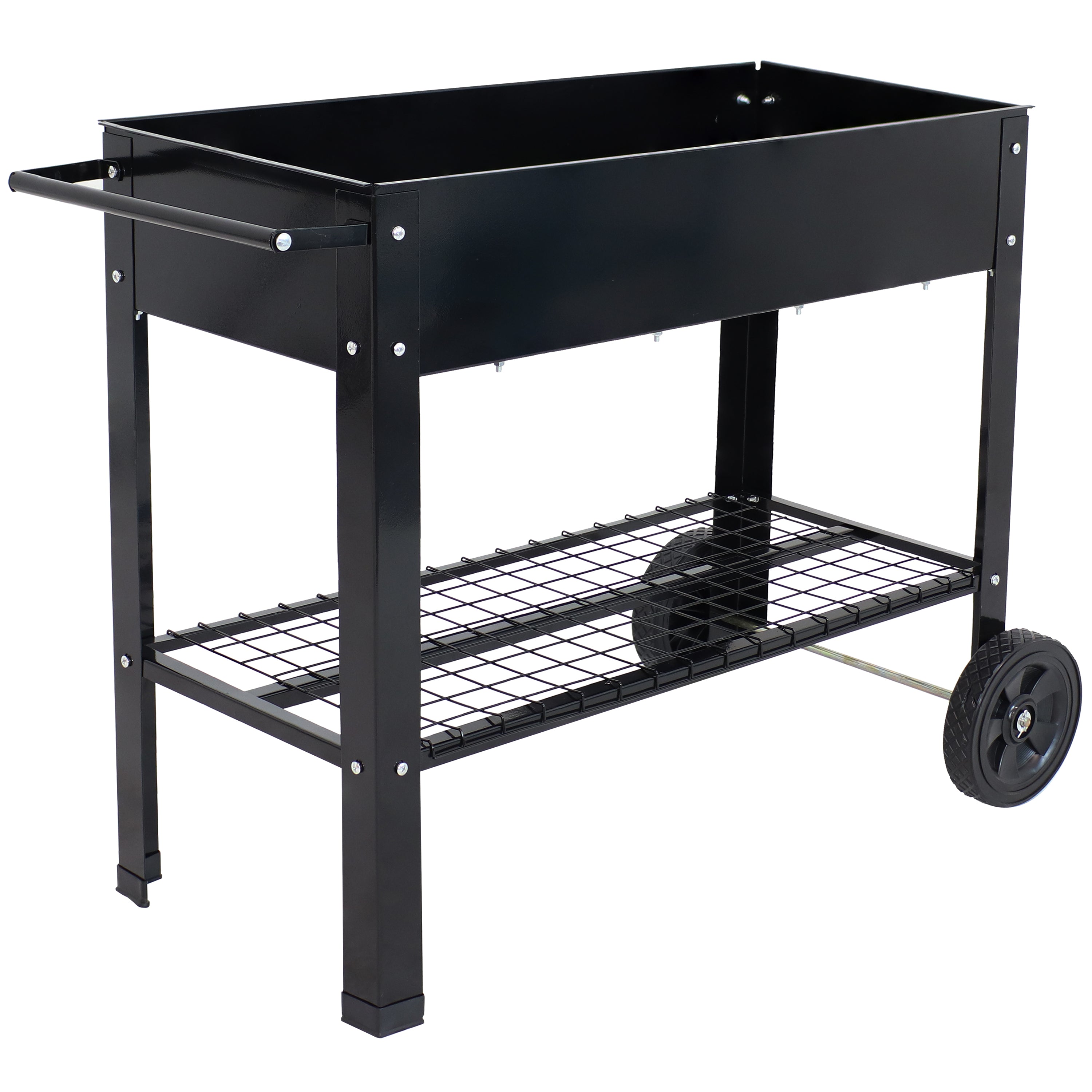 Galvanized Steel Mobile Raised Garden Bed Cart - Portable Planter Box with Wheels for Vegetables, Herbs & Flowers | Indoor & Outdoor Gardening Solution